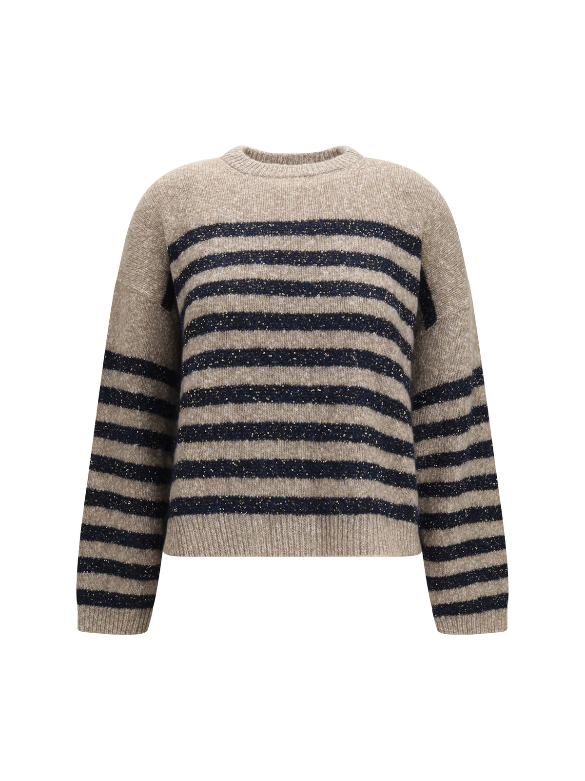 Brunello Cucinelli Women Cashmere And Wool Striped Sweater With Lurex BRUNELLO CUCINELLI