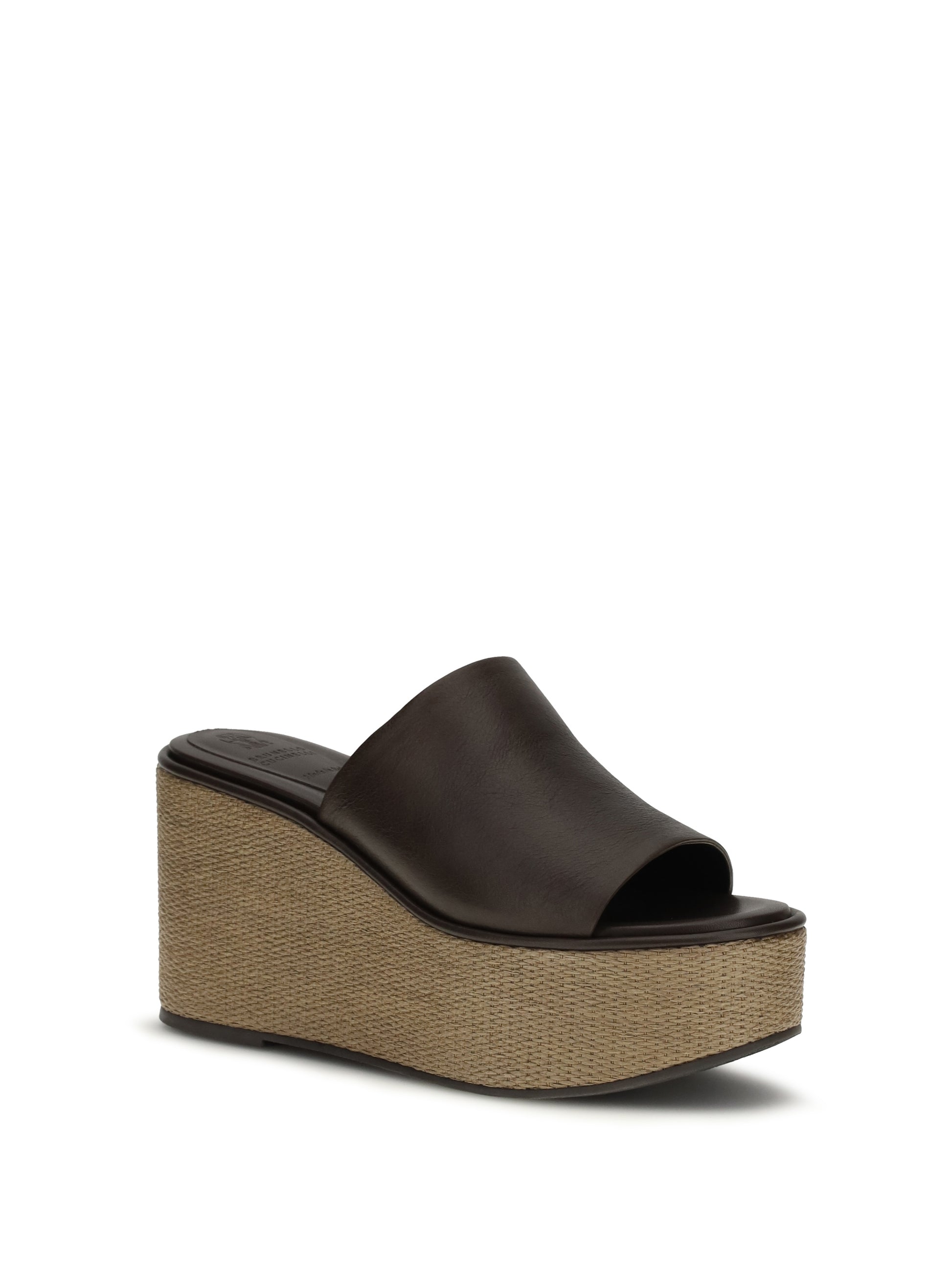 Brunello Cucinelli Women Leather Wedge Sandals BRUNELLO CUCINELLI