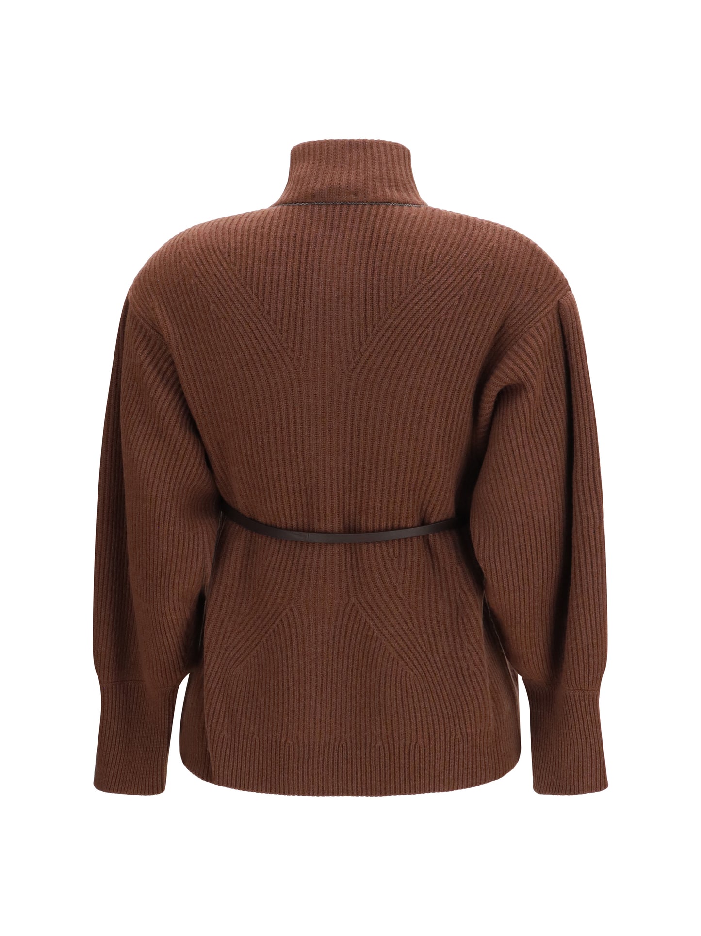 Brunello Cucinelli Women High Neck Cardigan With Belt BRUNELLO CUCINELLI