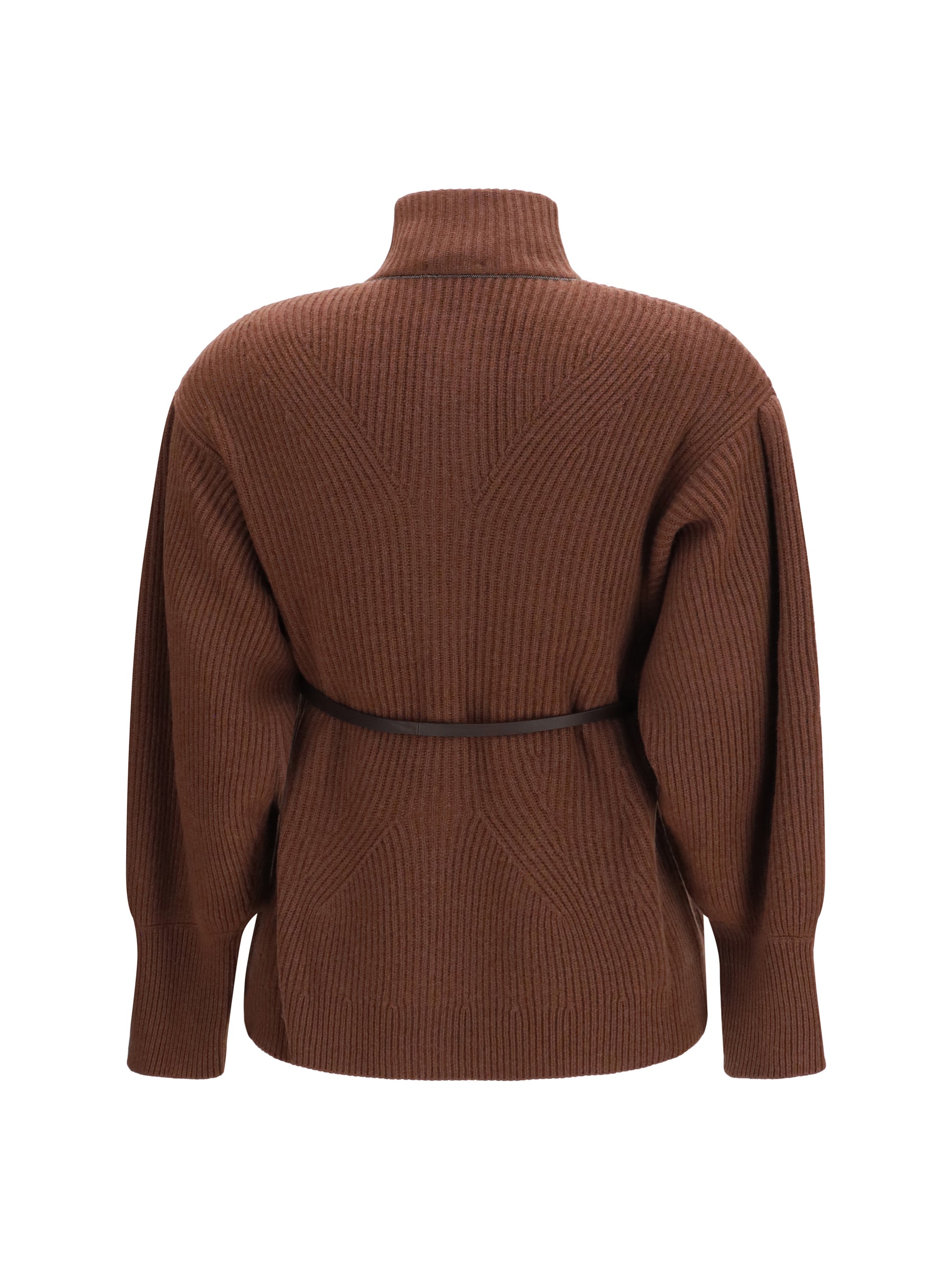 Brunello Cucinelli Women High Neck Cardigan With Belt BRUNELLO CUCINELLI