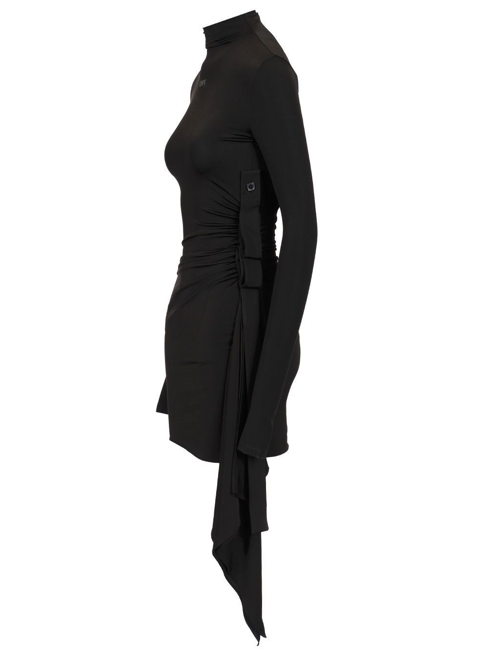 Off-White Women Sec Skin Draped Mini Dress Ls Black - Bl OFF-WHITE