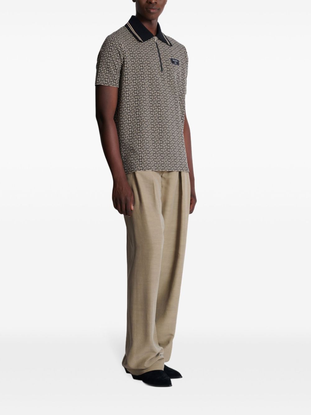 Balmain Men Labyrinth Polo Shirt With Jacquard Effect BALMAIN