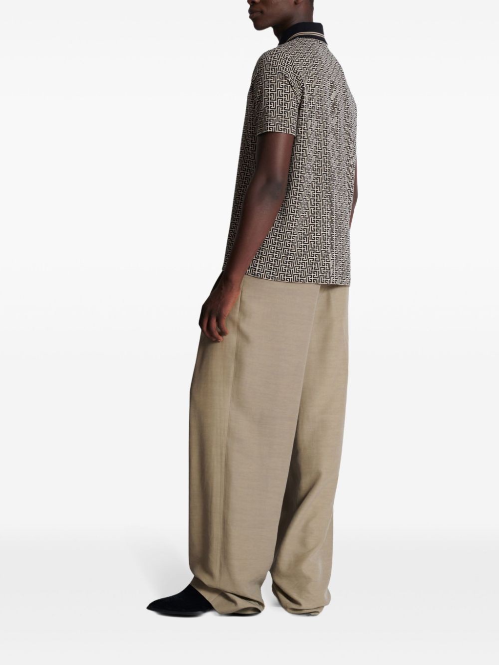 Balmain Men Labyrinth Polo Shirt With Jacquard Effect BALMAIN