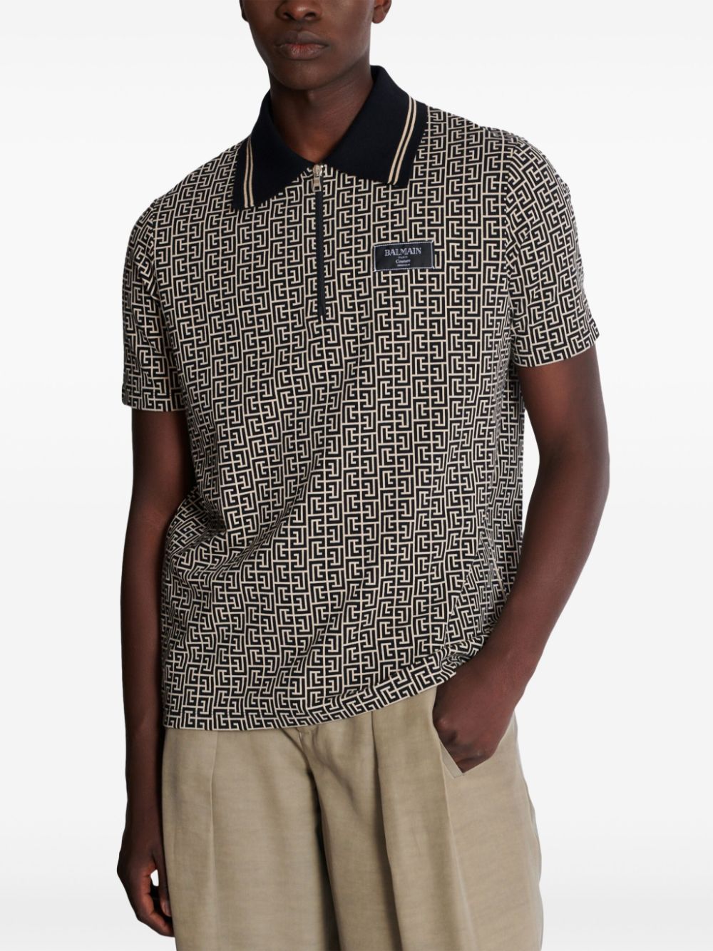 Balmain Men Labyrinth Polo Shirt With Jacquard Effect BALMAIN