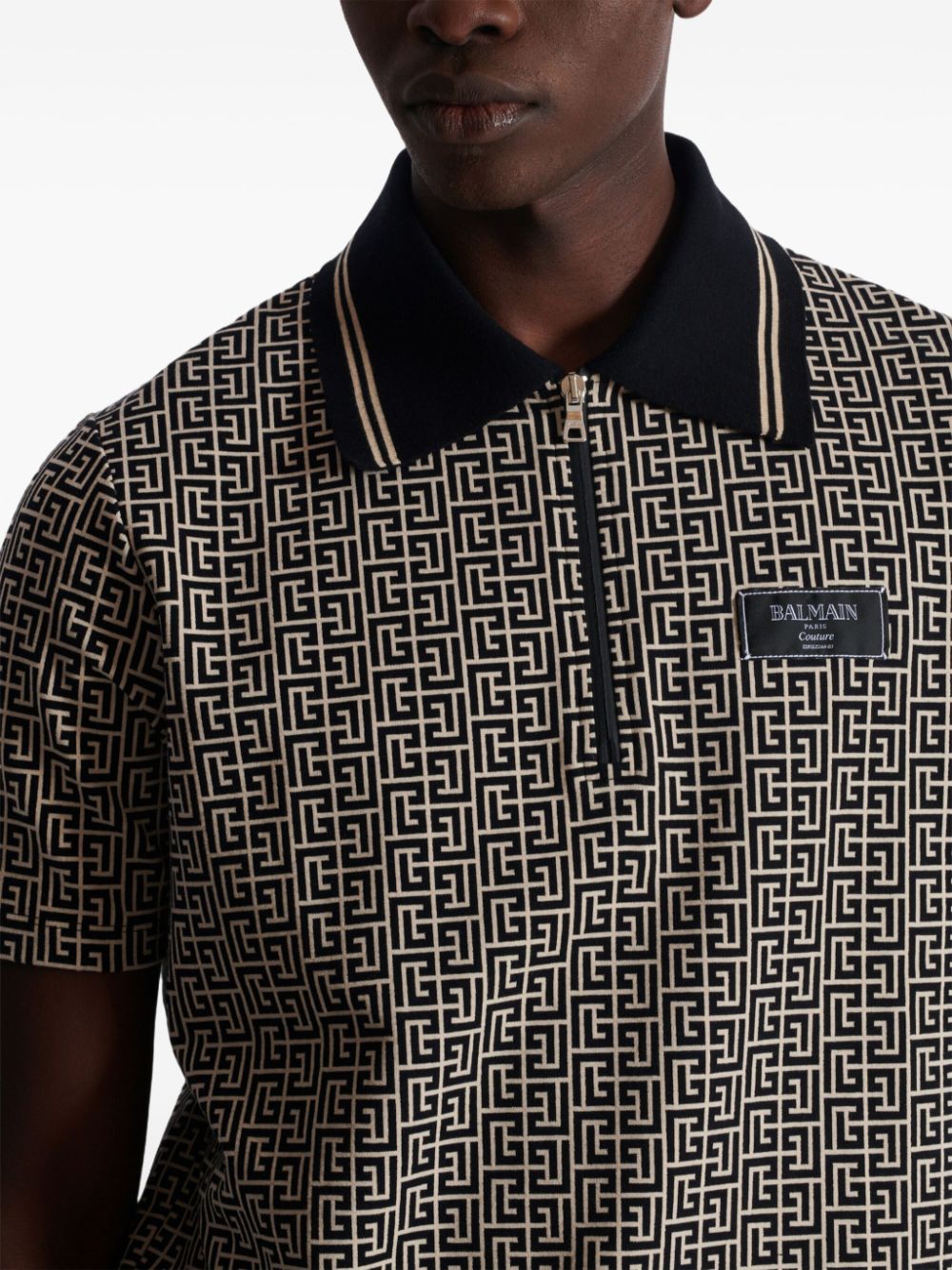 Balmain Men Labyrinth Polo Shirt With Jacquard Effect BALMAIN