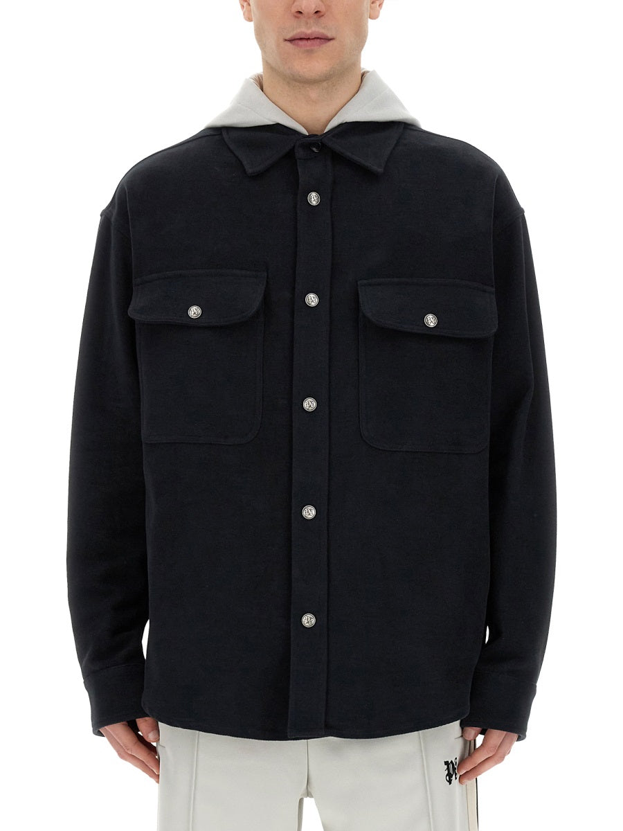 Palm Angels Men Shirt-Jacket With Monogram PALM ANGELS