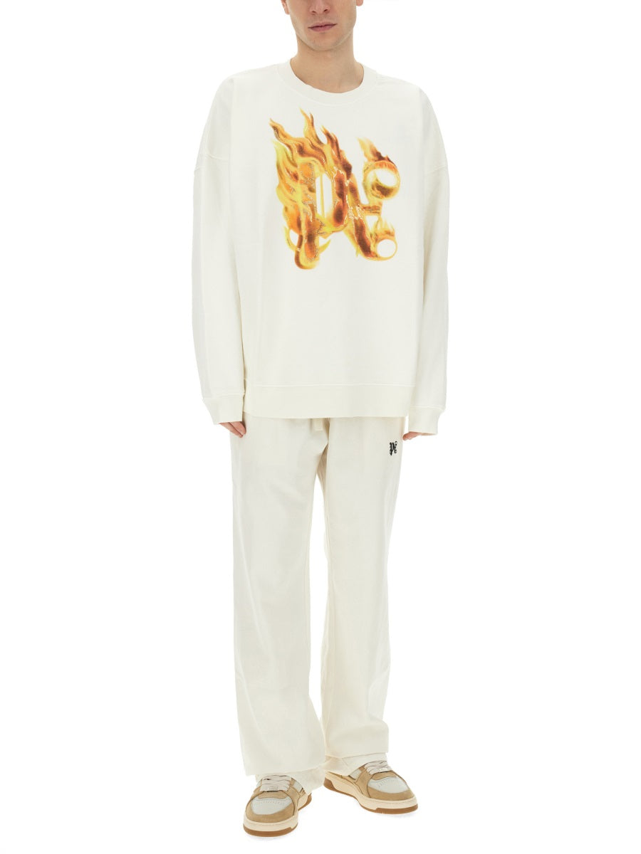 Palm Angels Men "Burning Monogram" Print Sweatshirt PALM ANGELS