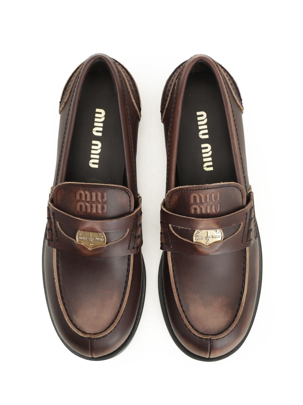 Miu Miu Women Vintage Effect Leather Moccasins MIU MIU