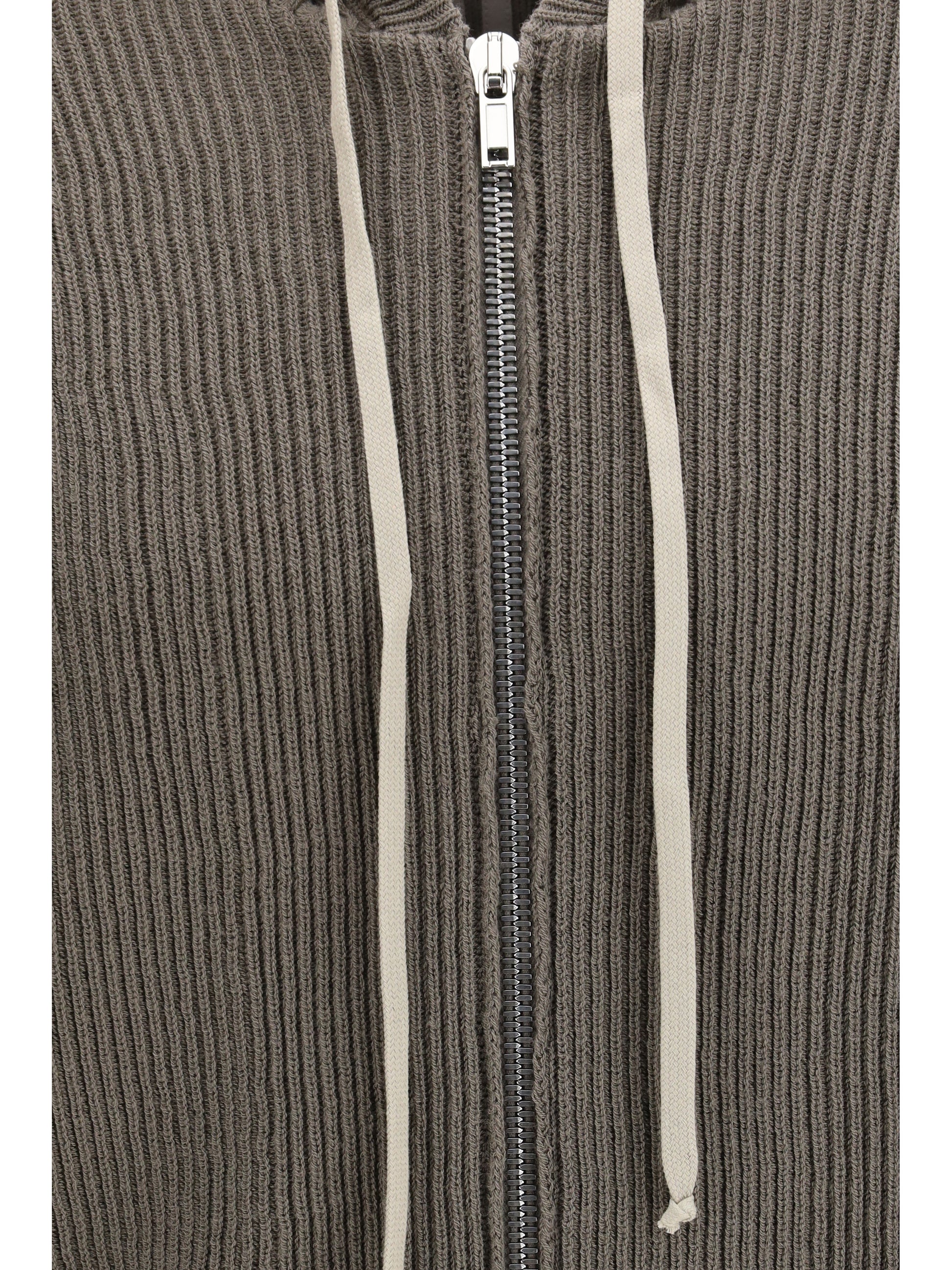 Rick Owens Men Ribbed Virgin Wool Knit Hoodie RICK OWENS