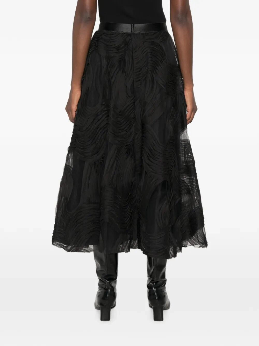 Nissa Women Voile Appliqué Tulle Midi Skirt NISSA