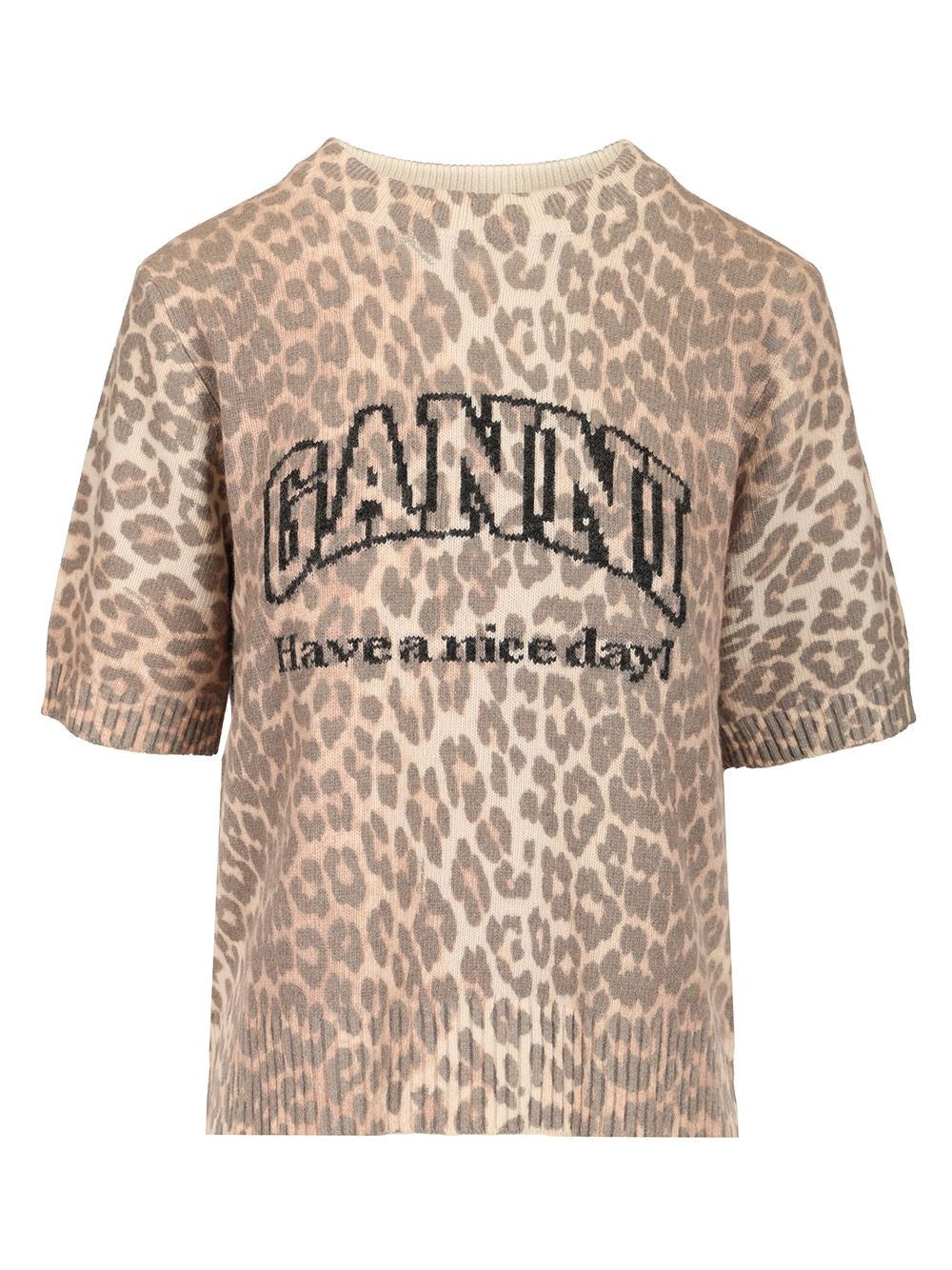 Ganni Women Leopard Print T-Shirt GANNI