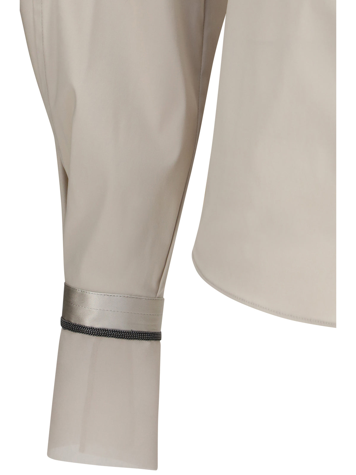 Brunello Cucinelli Women Stretch Cotton Poplin Shirt With Shiny Silk Cuffs BRUNELLO CUCINELLI