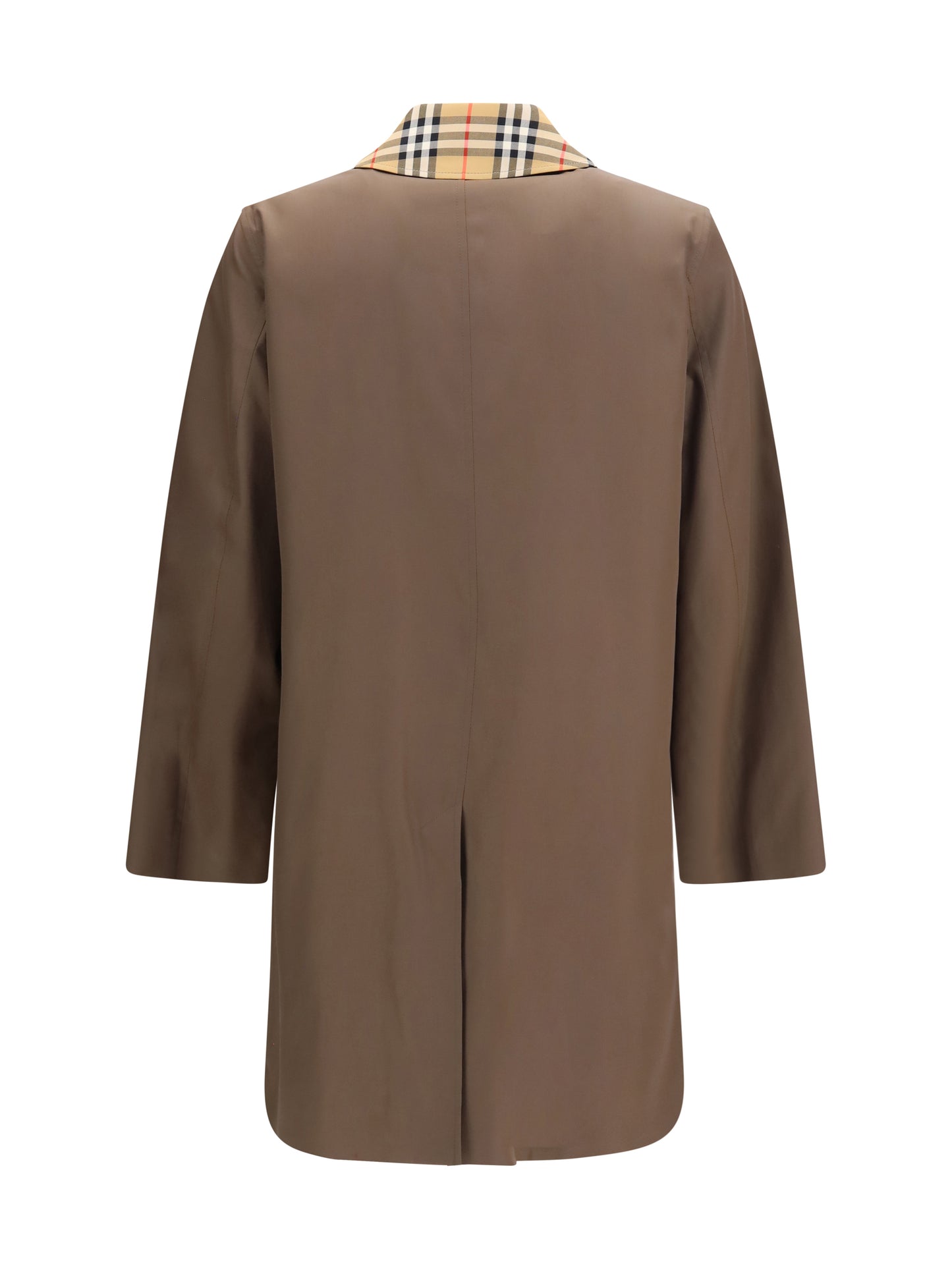 Burberry Men Tottenham Cotton Gabardine Coat With Check Collar BURBERRY