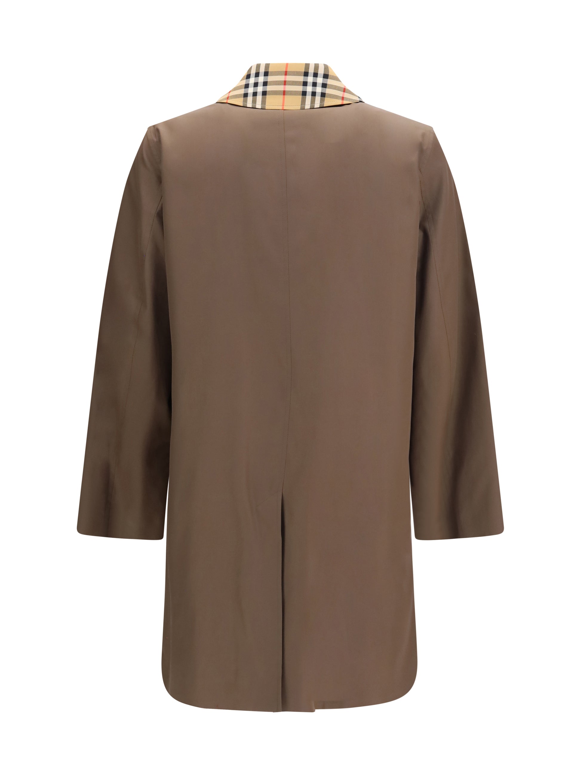 Burberry Men Tottenham Cotton Gabardine Coat With Check Collar BURBERRY