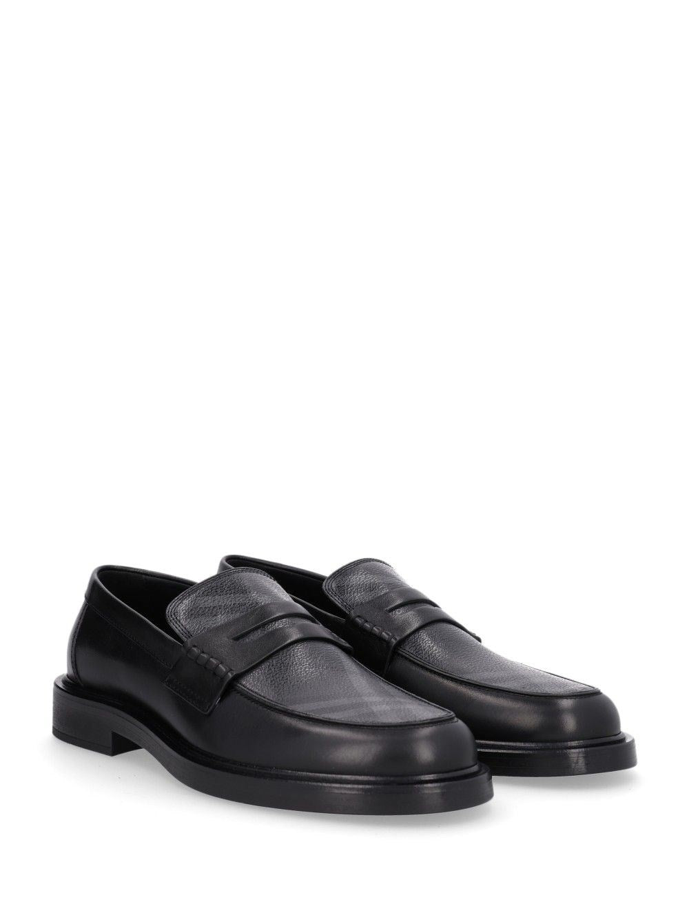Burberry Men Pembroke Loafers In Leather And Check BURBERRY