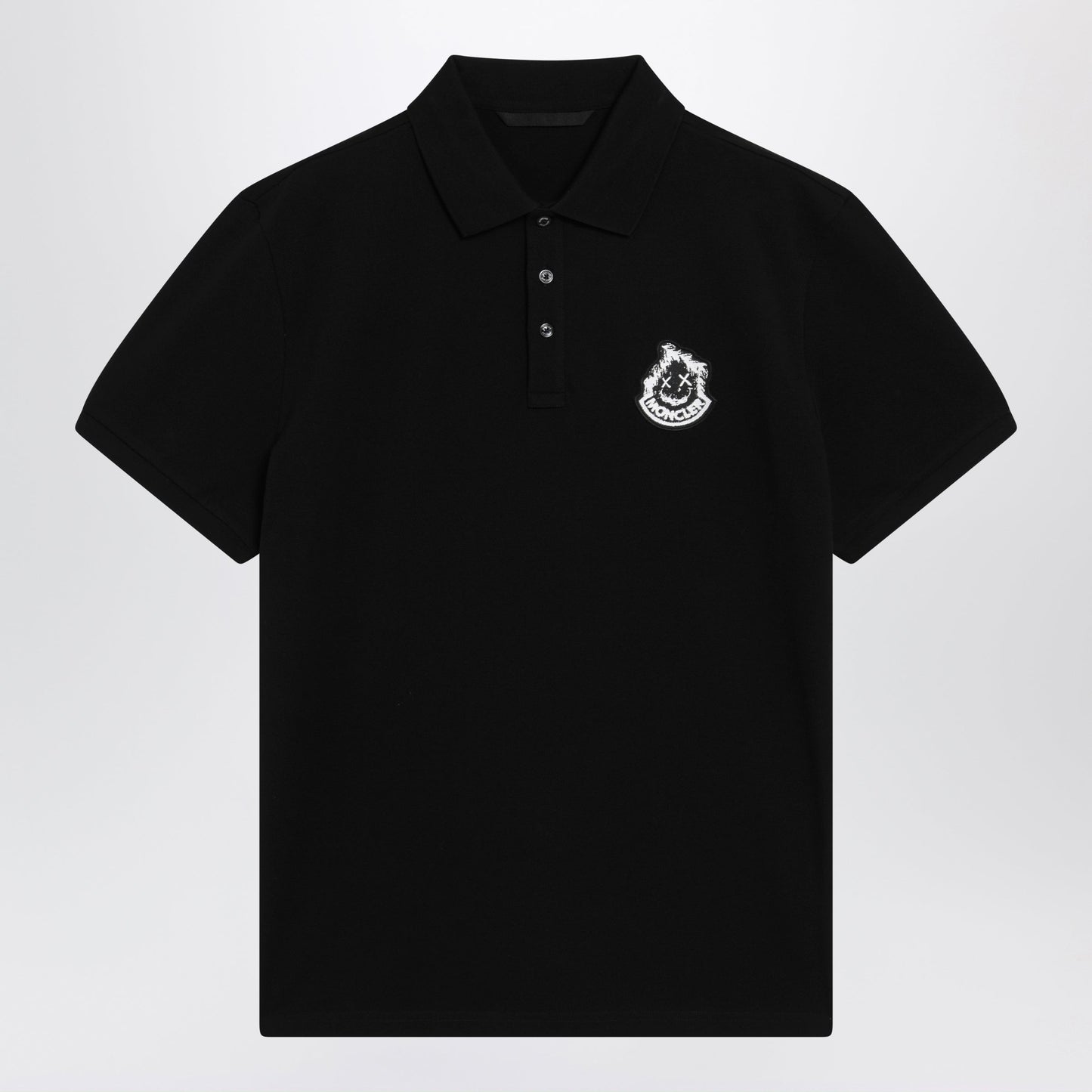 Moncler Black Cotton Pique Polo Shirt With Logo Men MONCLER