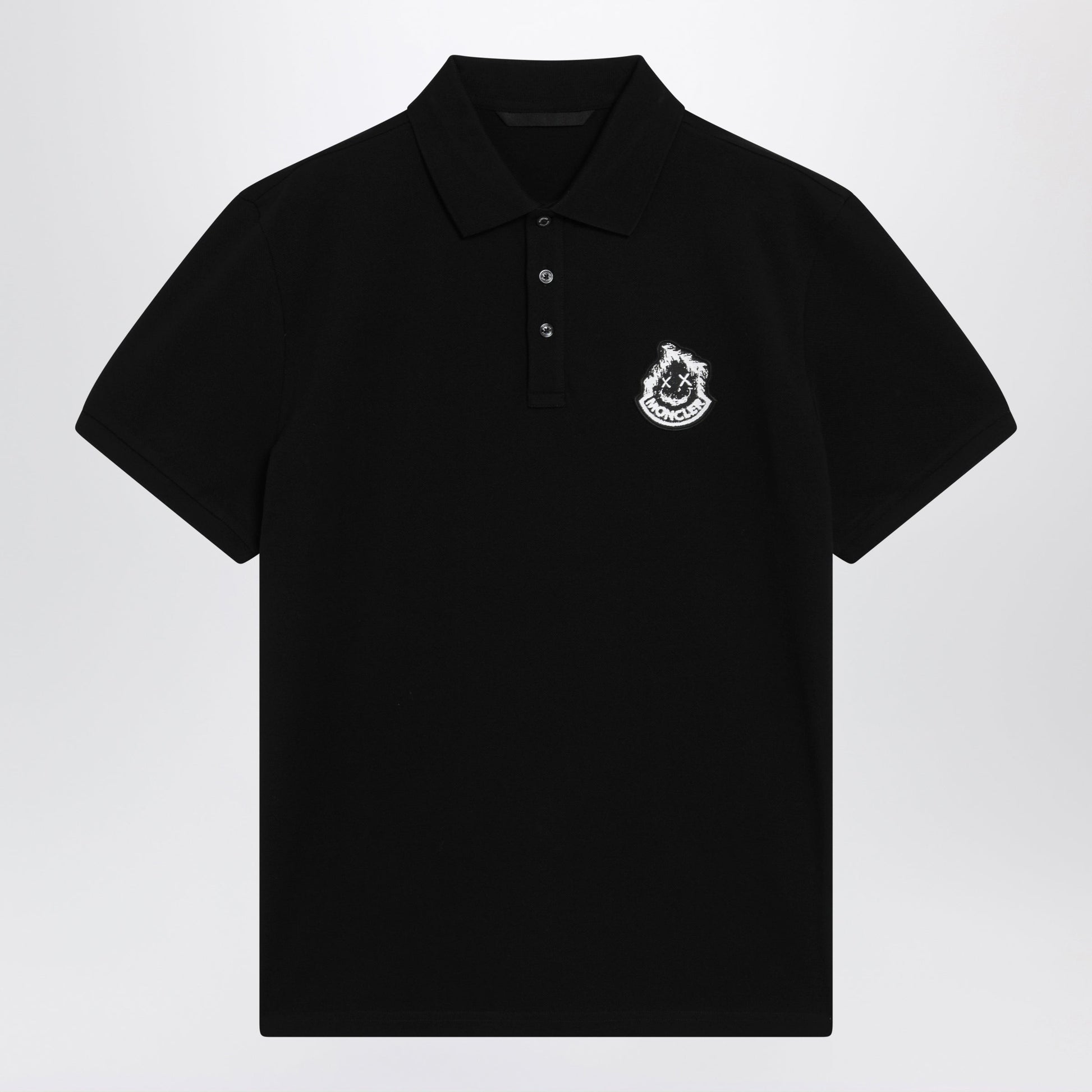 Moncler Black Cotton Pique Polo Shirt With Logo Men MONCLER