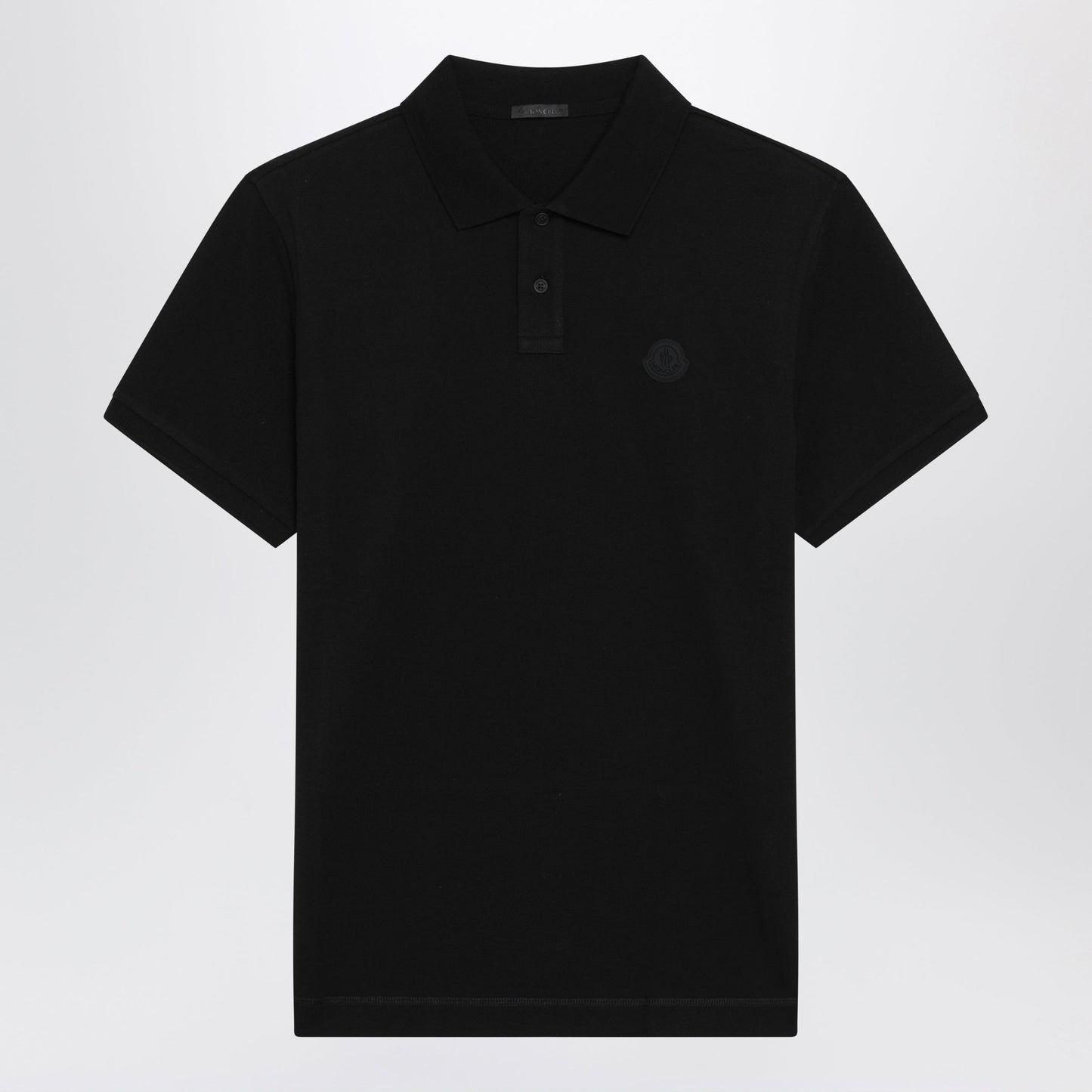 Moncler Black Cotton Pique Polo Shirt With Logo Patch Men MONCLER