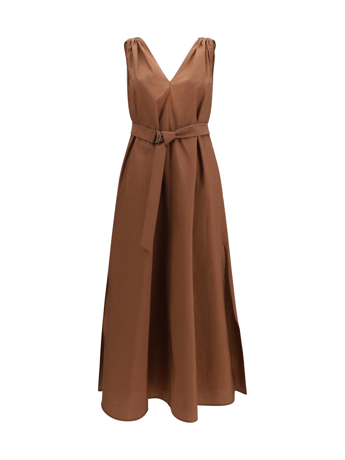Brunello Cucinelli Women Cotton Poplin Dress Precious Shoulder Detail BRUNELLO CUCINELLI