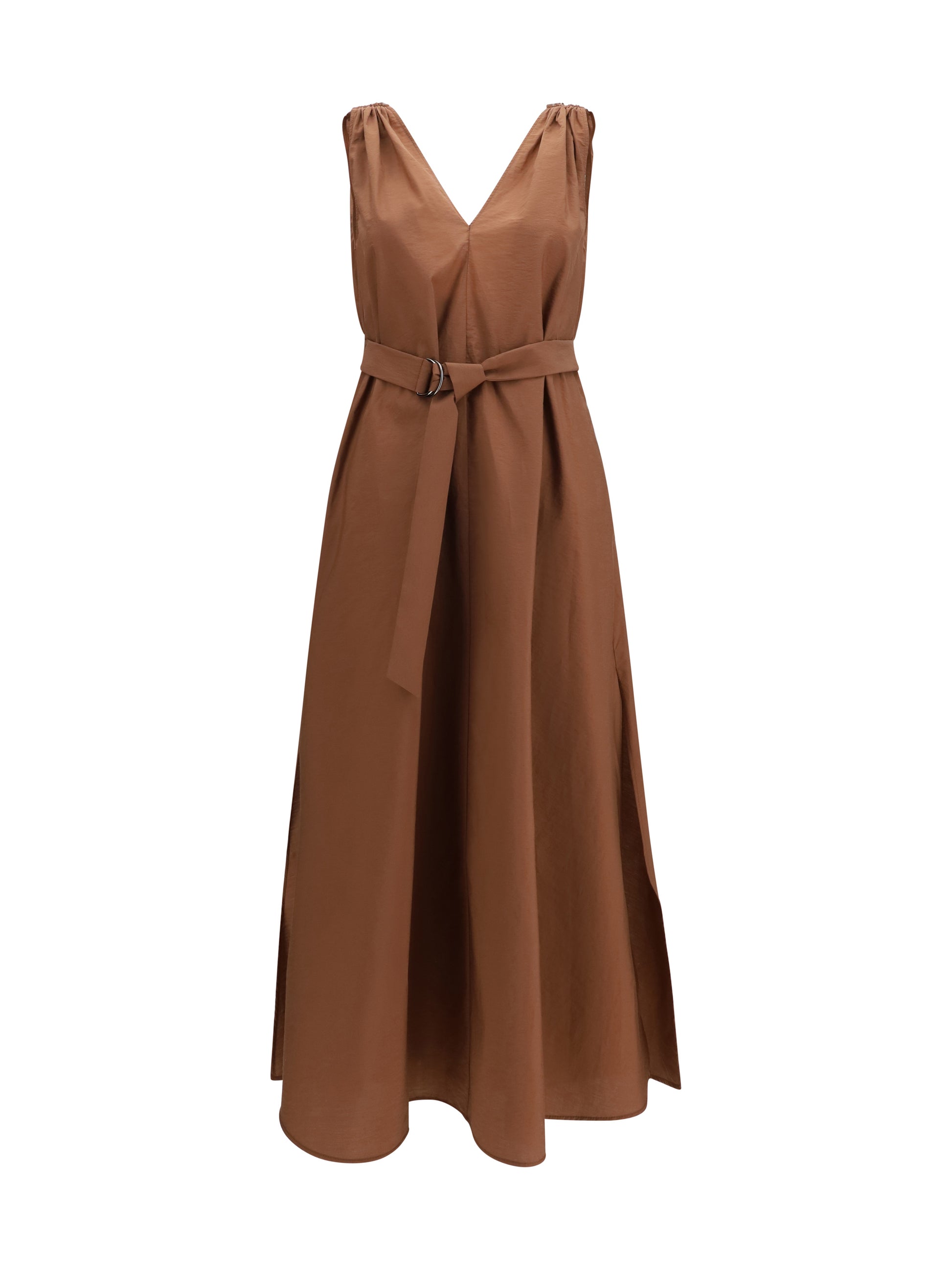Brunello Cucinelli Women Cotton Poplin Dress Precious Shoulder Detail BRUNELLO CUCINELLI