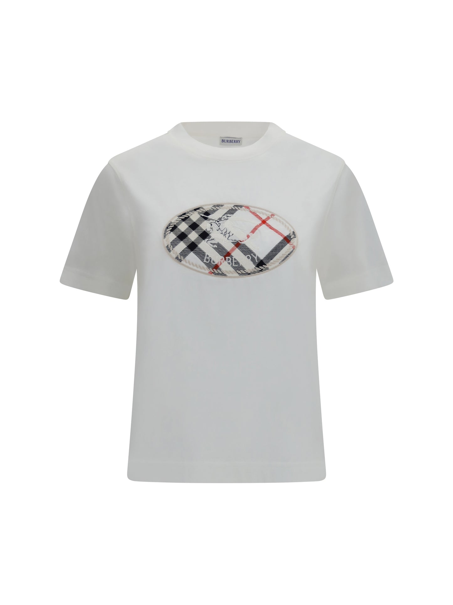 Burberry Women Knight Stamp Check Cotton T-Shirt BURBERRY
