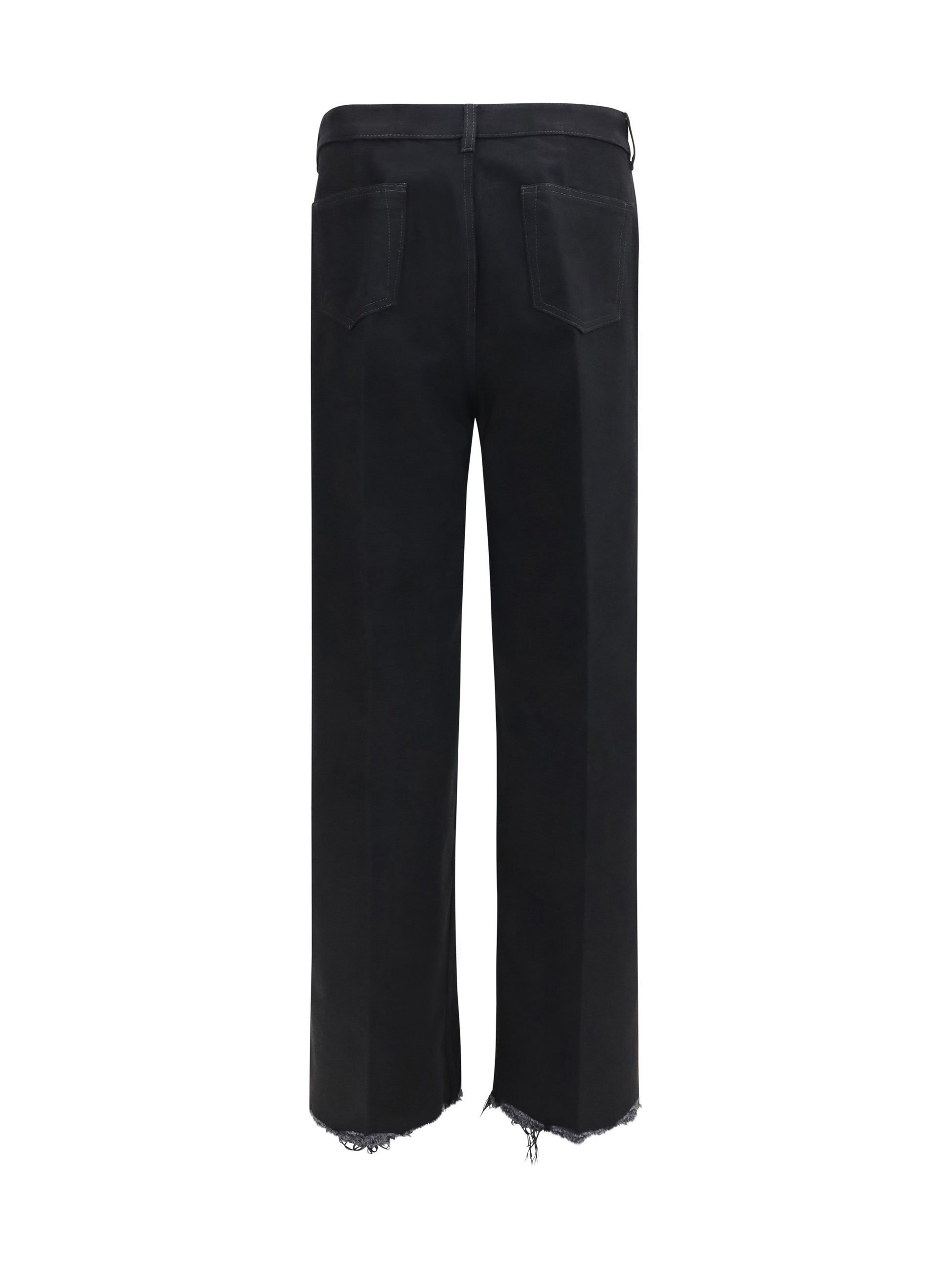 Rick Owens Men Frayed Hem Cotton Jeans RICK OWENS