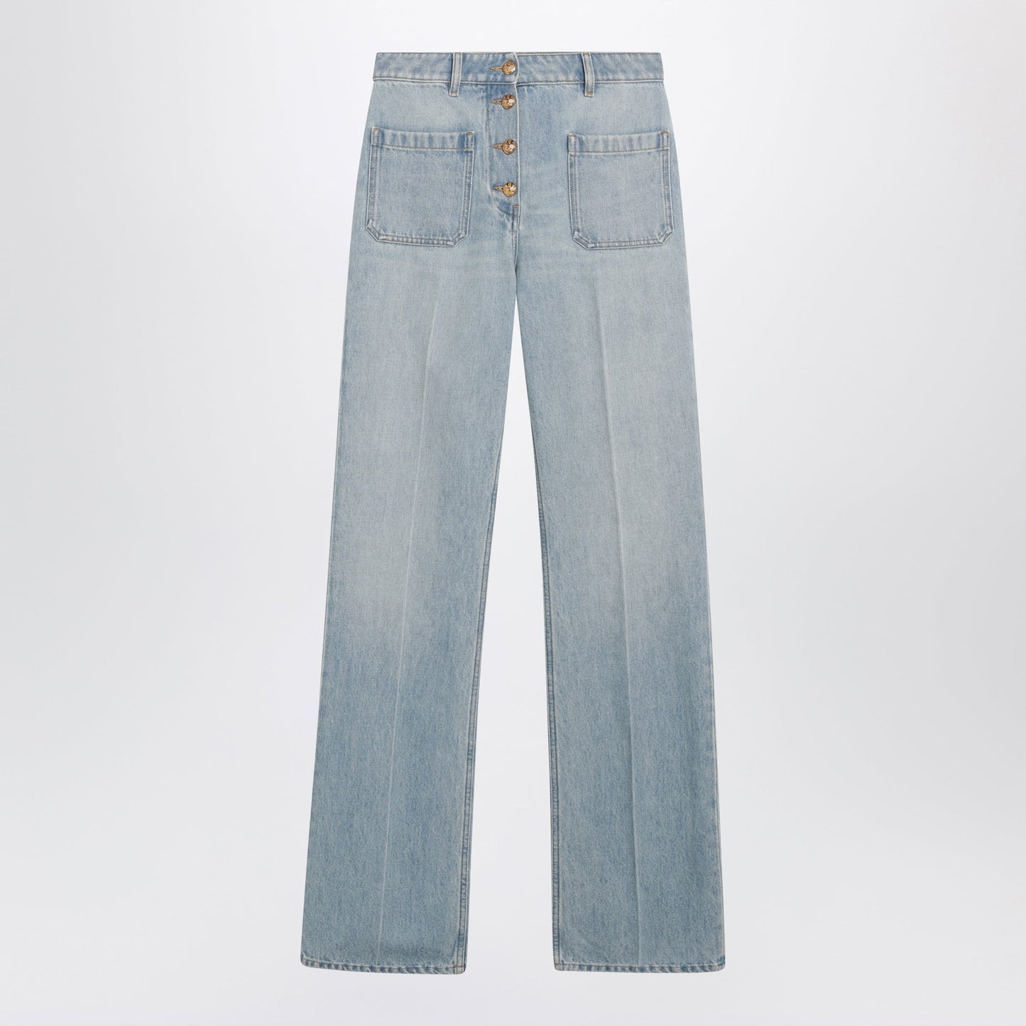 Valentino Straight-Leg Cotton Denim Jeans In Light Blue Women VALENTINO