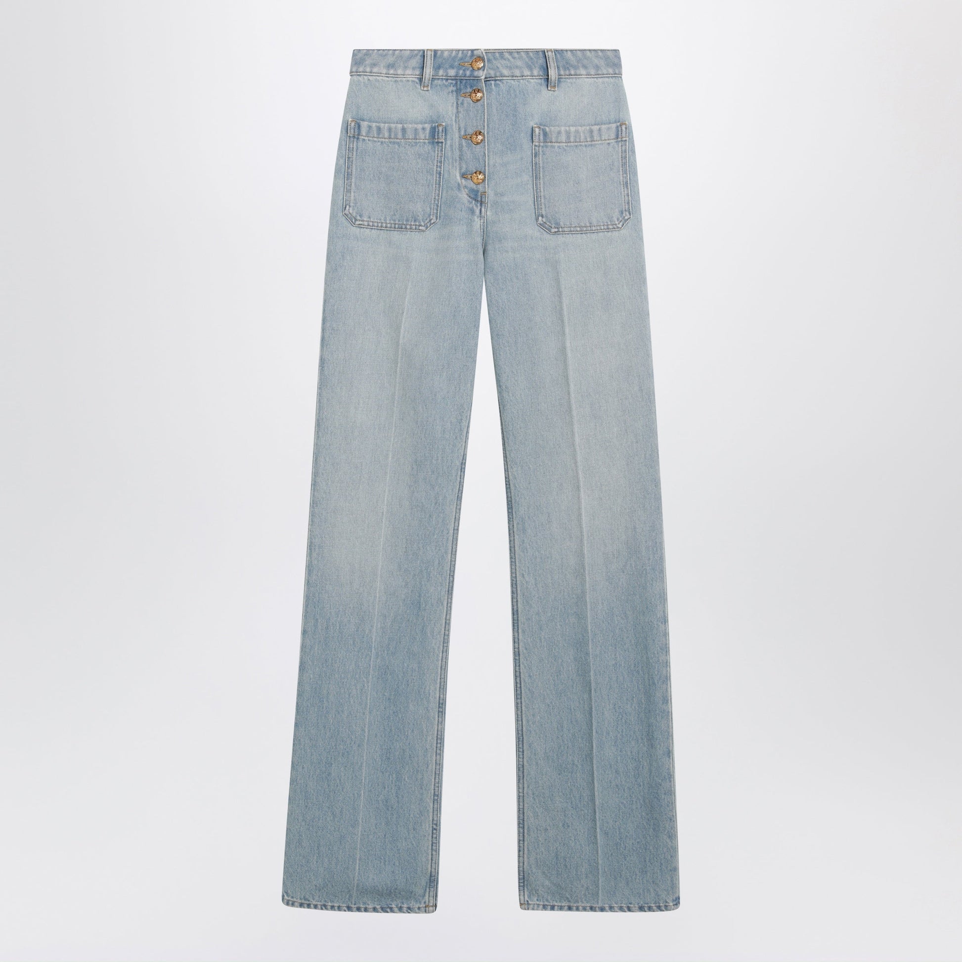 Valentino Straight-Leg Cotton Denim Jeans In Light Blue Women VALENTINO