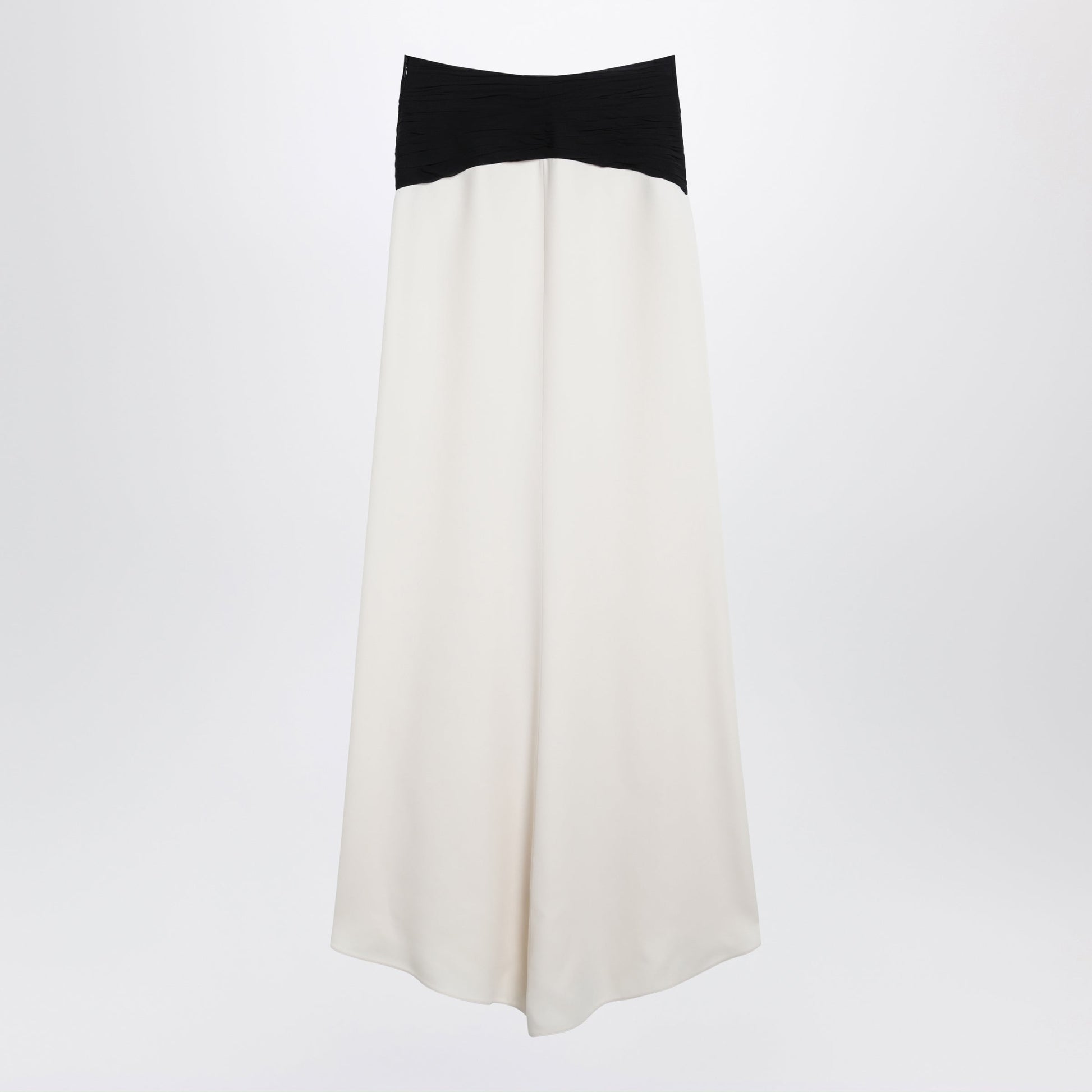 Valentino Long Silk Skirt In Vanilla/Black Women VALENTINO