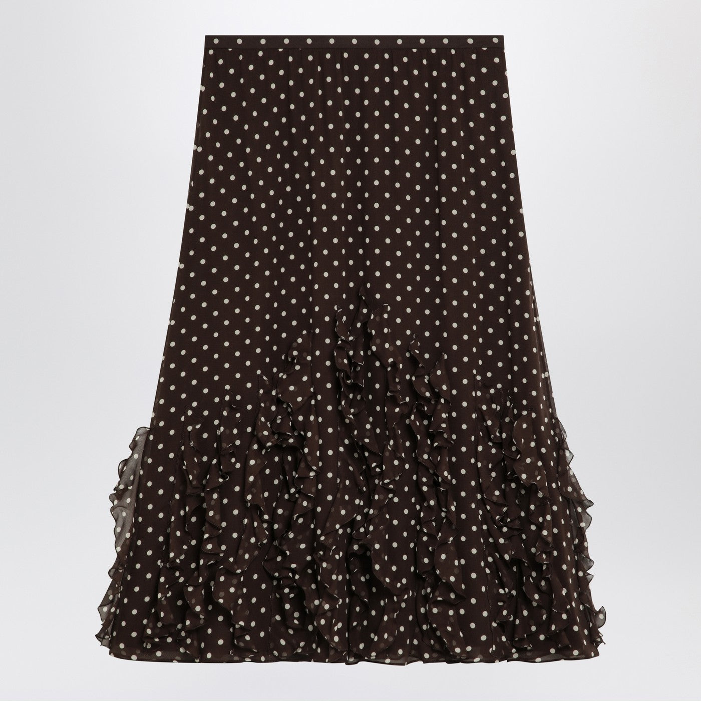 Valentino Brown Silk Skirt With Plusdepois Motif Women VALENTINO