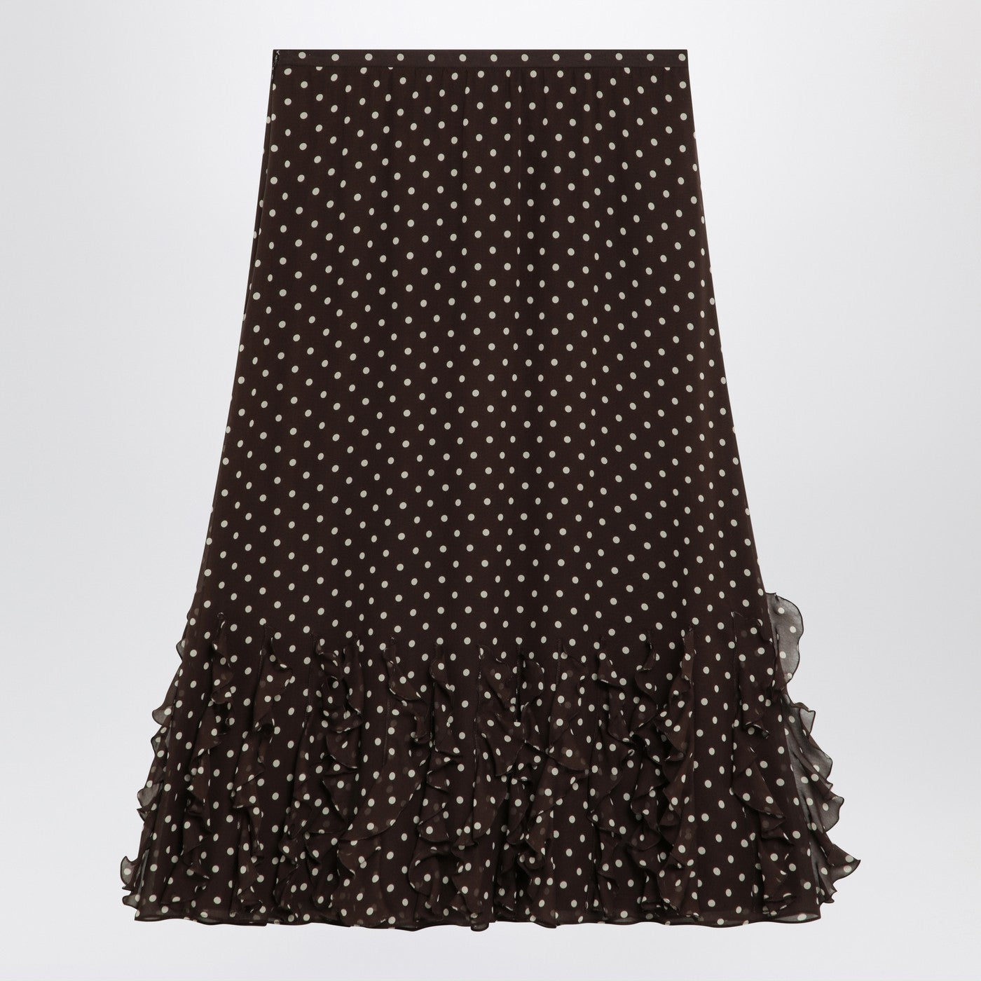 Valentino Brown Silk Skirt With Plusdepois Motif Women VALENTINO