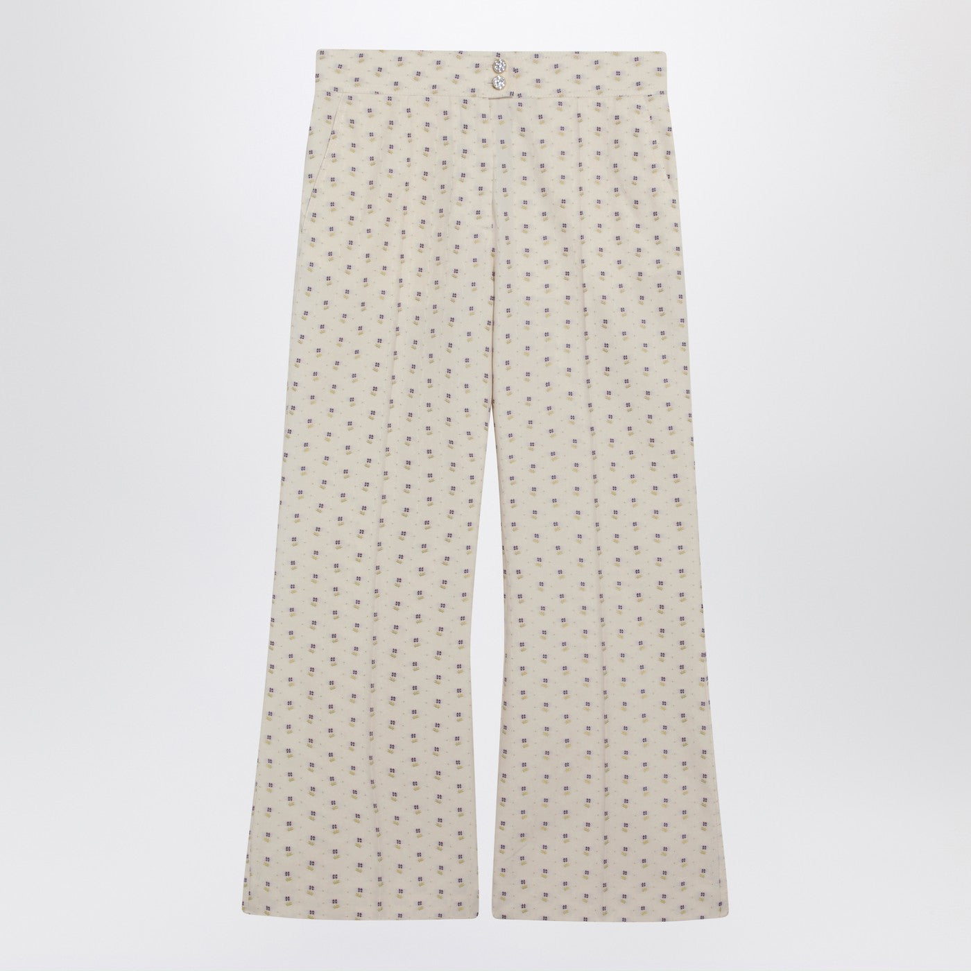 Valentino Ivory Trousers With Floral Pattern Women VALENTINO