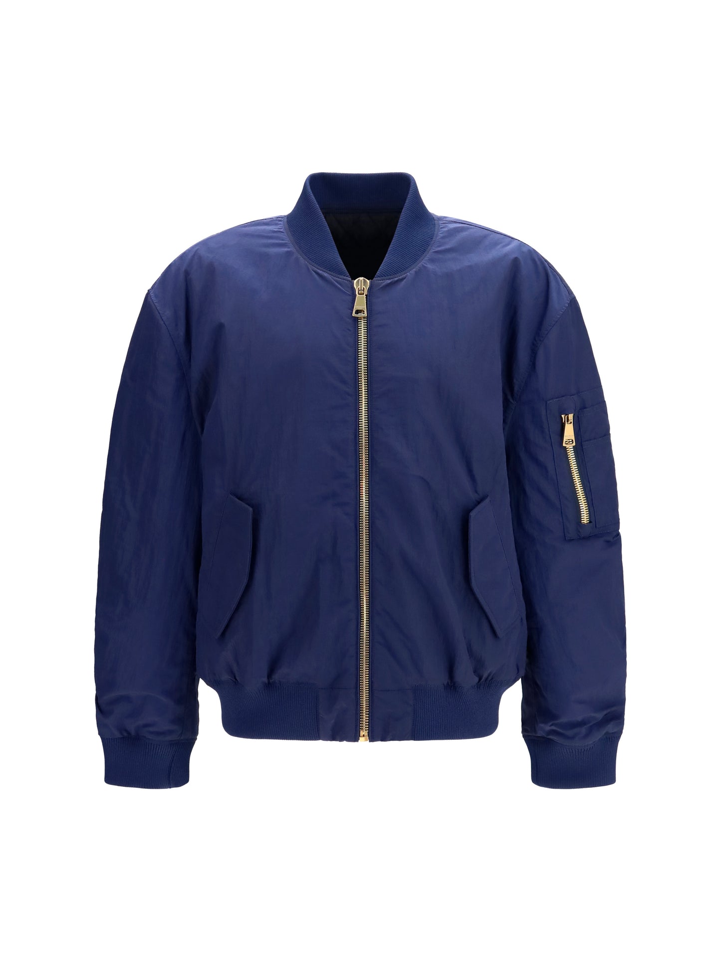 Balmain Men Nylon Bomber Jacket With Embroidered Back Logo BALMAIN
