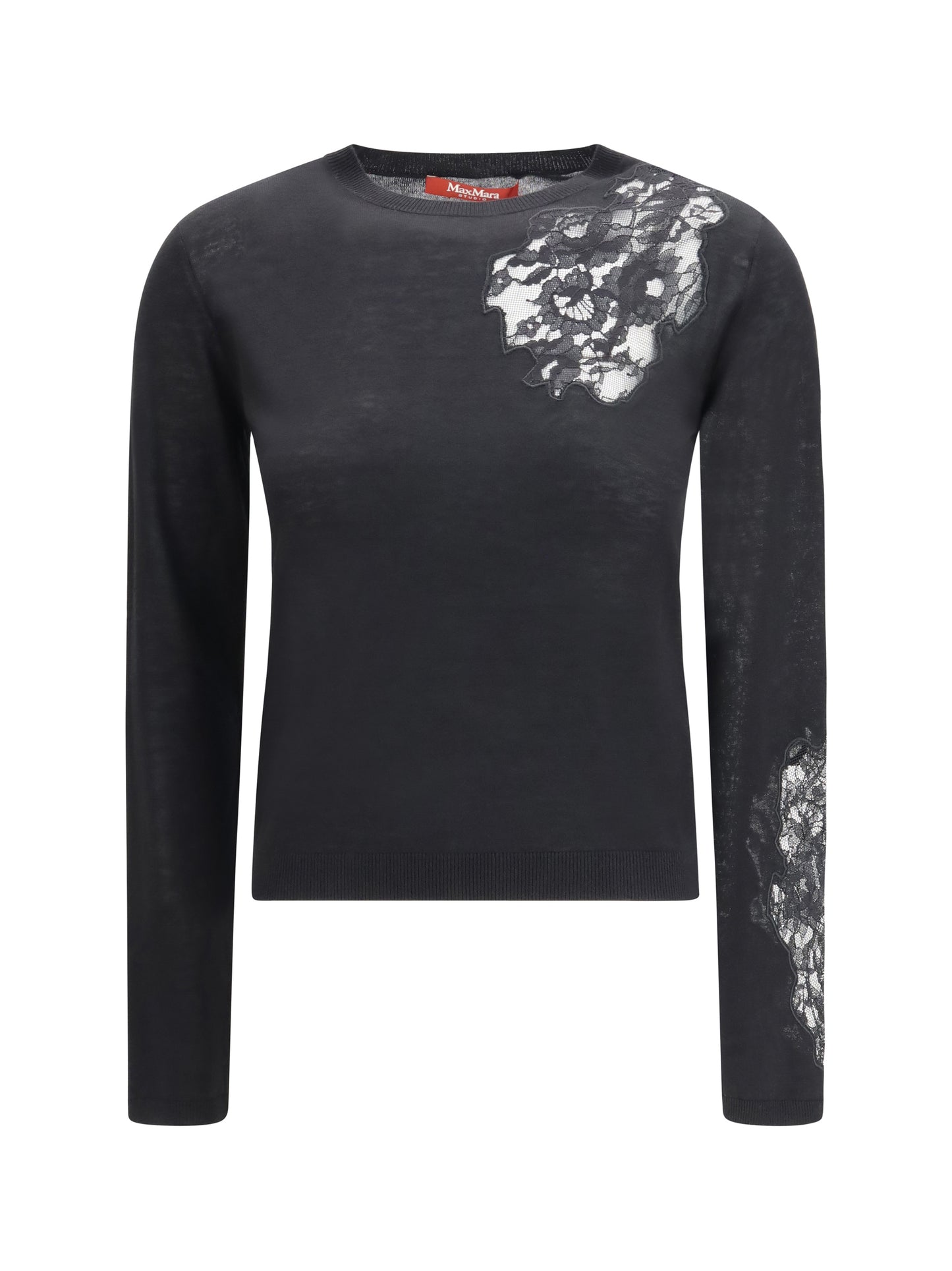 Max Mara Studio Women Wool Sweater With Lace Inserts MAX MARA STUDIO