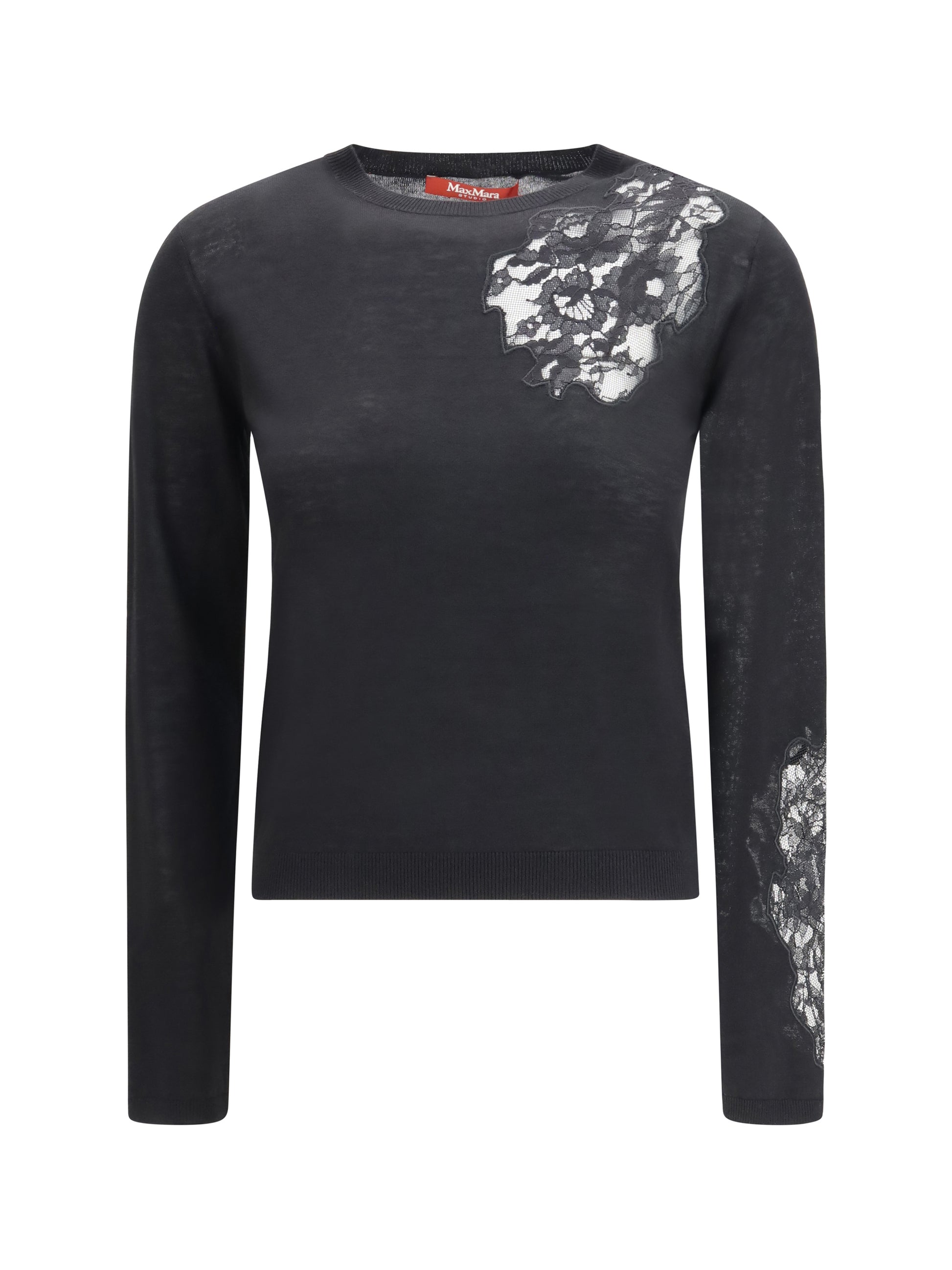 Max Mara Studio Women Wool Sweater With Lace Inserts MAX MARA STUDIO