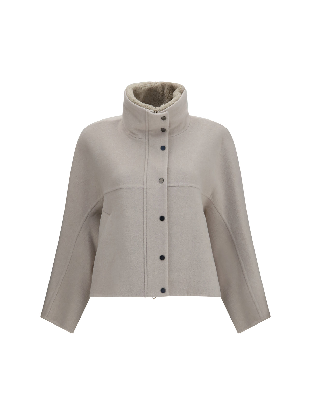 Brunello Cucinelli Women Double-Faced Virgin Wool And Cashmere Outerwear With Detachable Shearling Insert BRUNELLO CUCINELLI