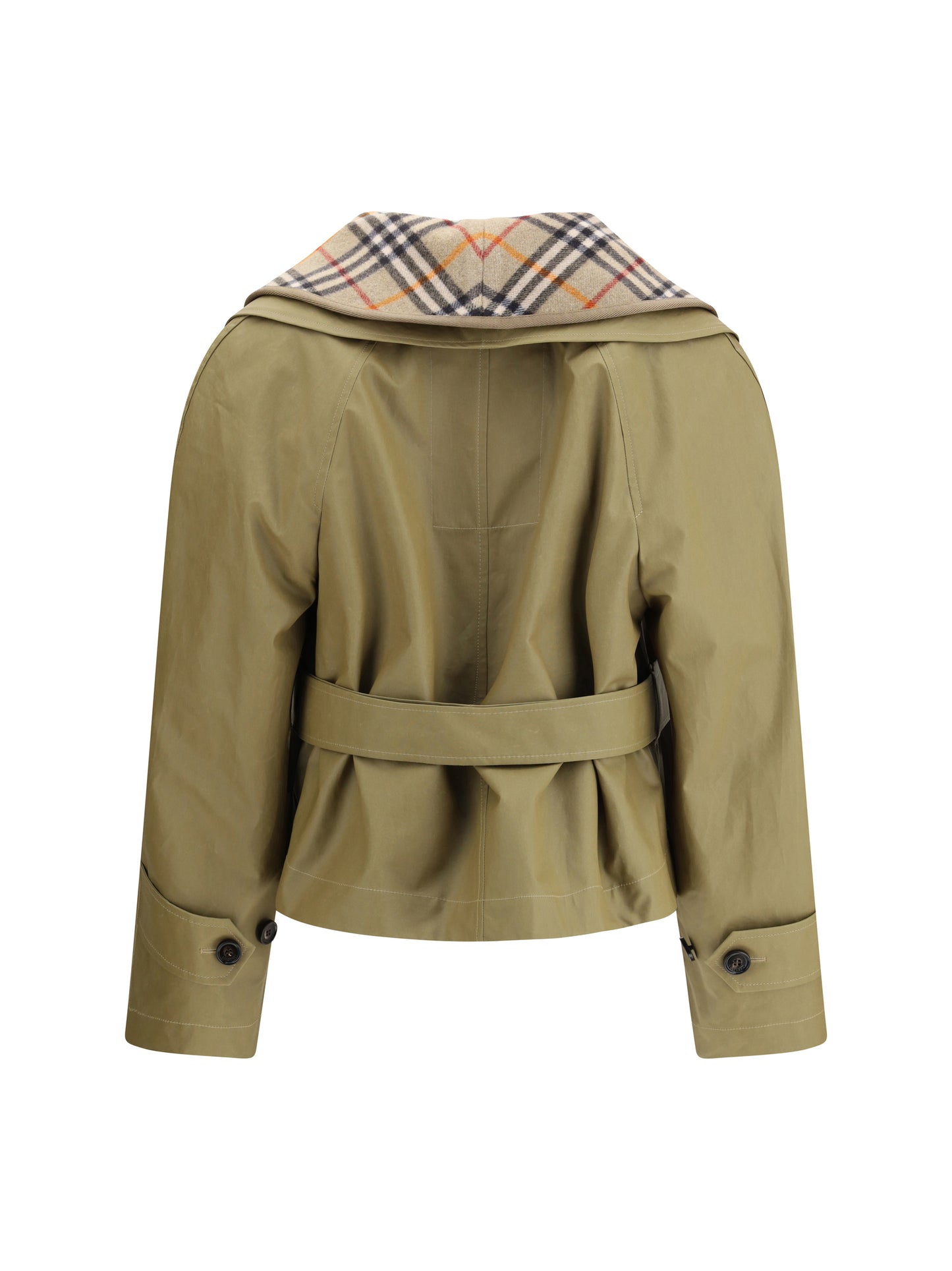 Burberry Women Cropped Cotton Jacket With Check Quilting BURBERRY