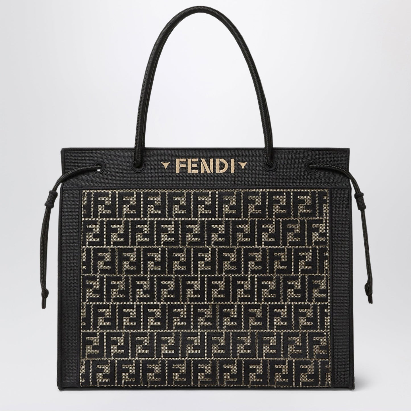 Fendi Fendi Magic Shopper Large In Brown Ff-Embroidered Fabric Women FENDI