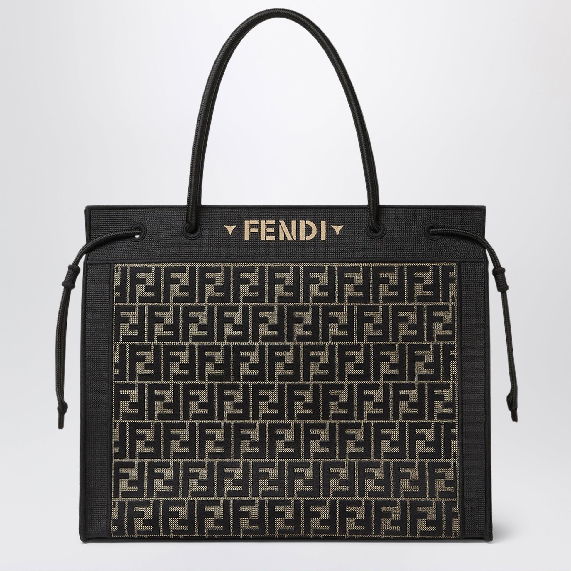 Fendi Fendi Magic Shopper Large In Brown Ff-Embroidered Fabric Women FENDI