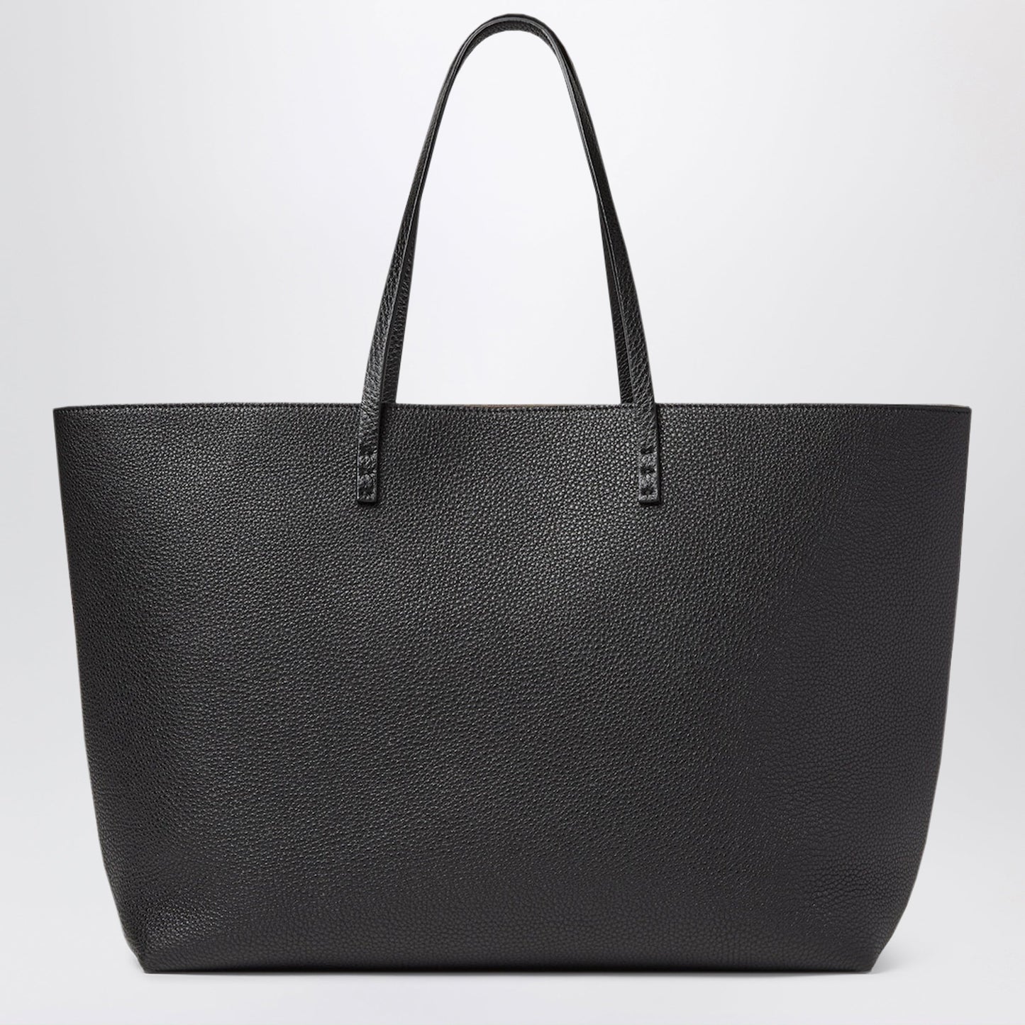 Fendi Black Cuoio Romano Leather Medium Roll Shopper Women FENDI