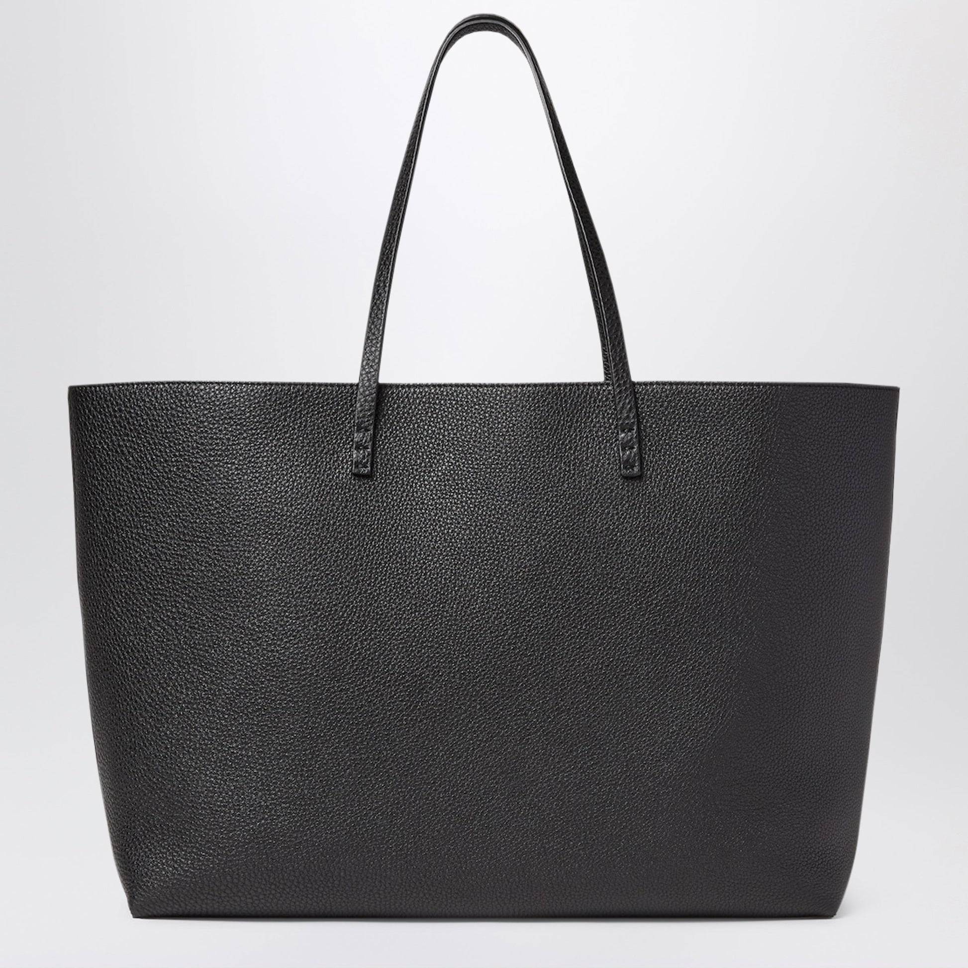 Fendi Black Cuoio Romano Leather Medium Roll Shopper Women FENDI