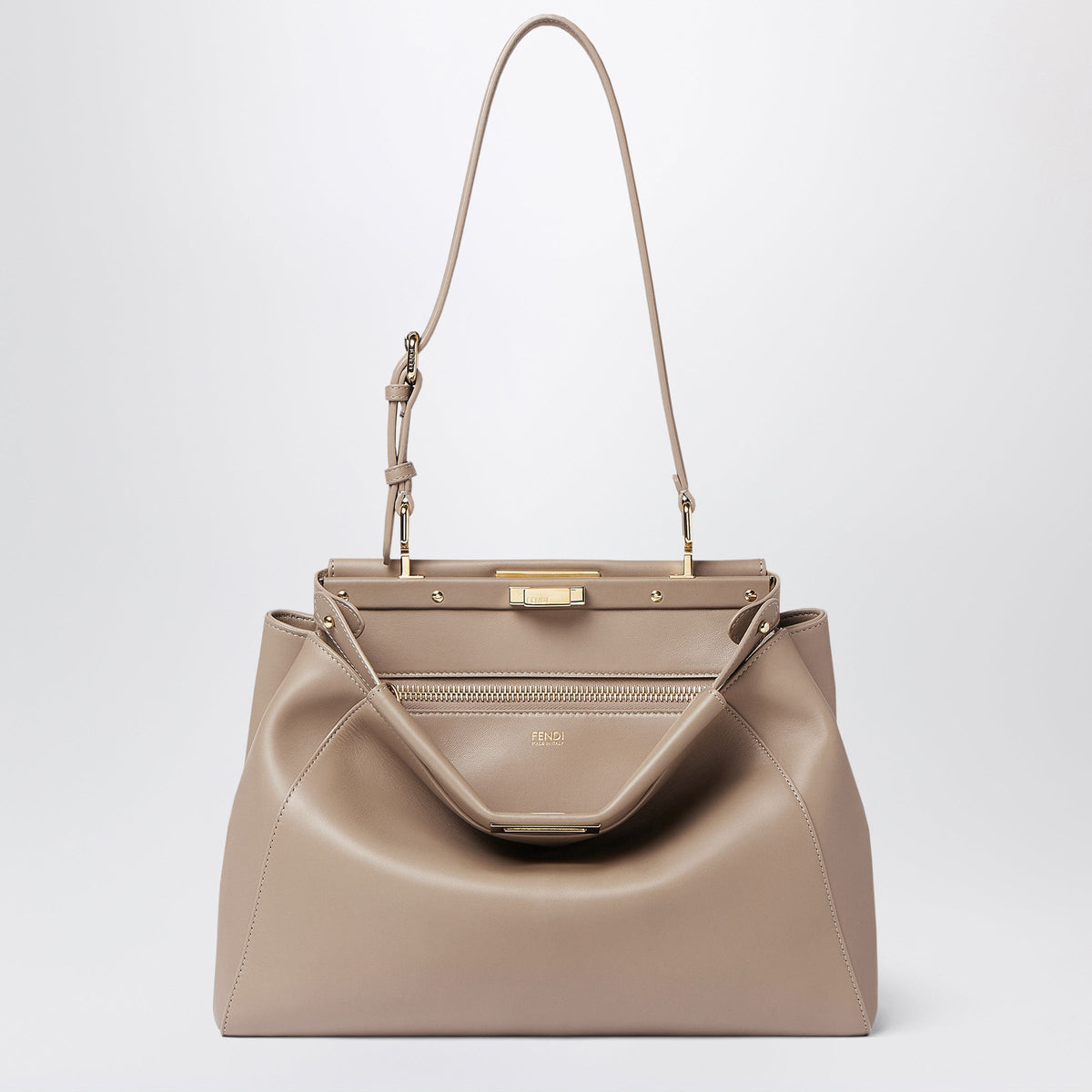 Fendi My Peekaboo Medium Handbag In Dove Grey Calfskin Women FENDI