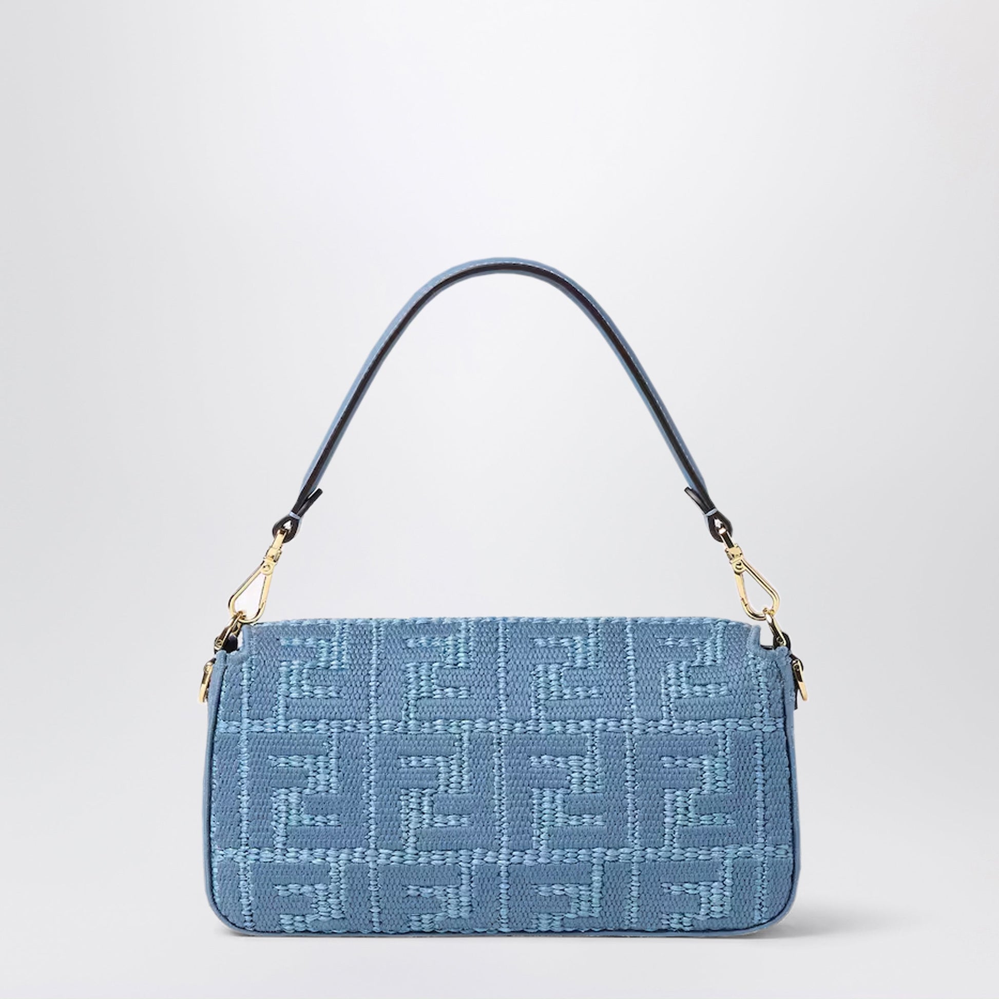 Fendi Woven Raffia Baguette Bag With Blue Ff Embroidery Women FENDI