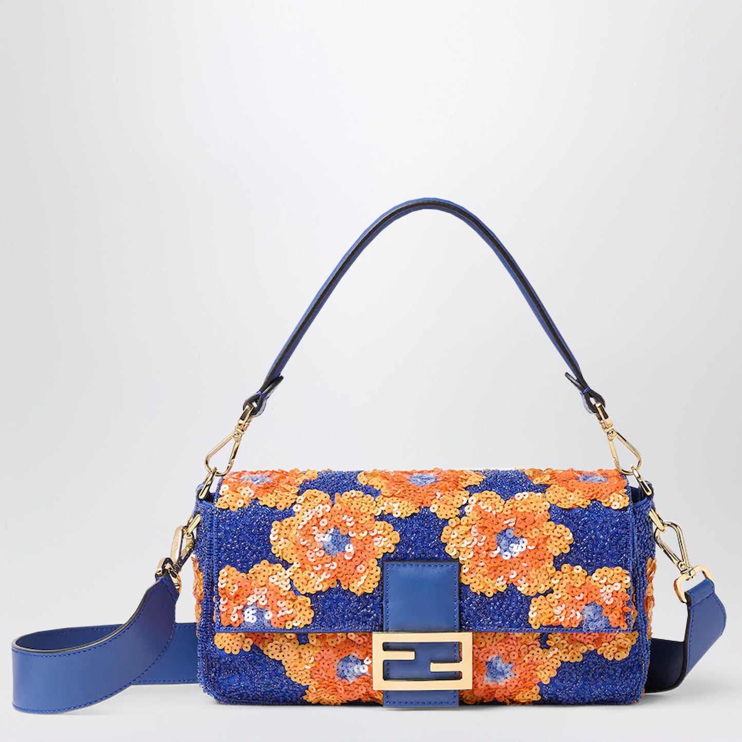 Fendi Baguette Bag With Floral Embroidery In Multicoloured Beads And Sequins Women FENDI