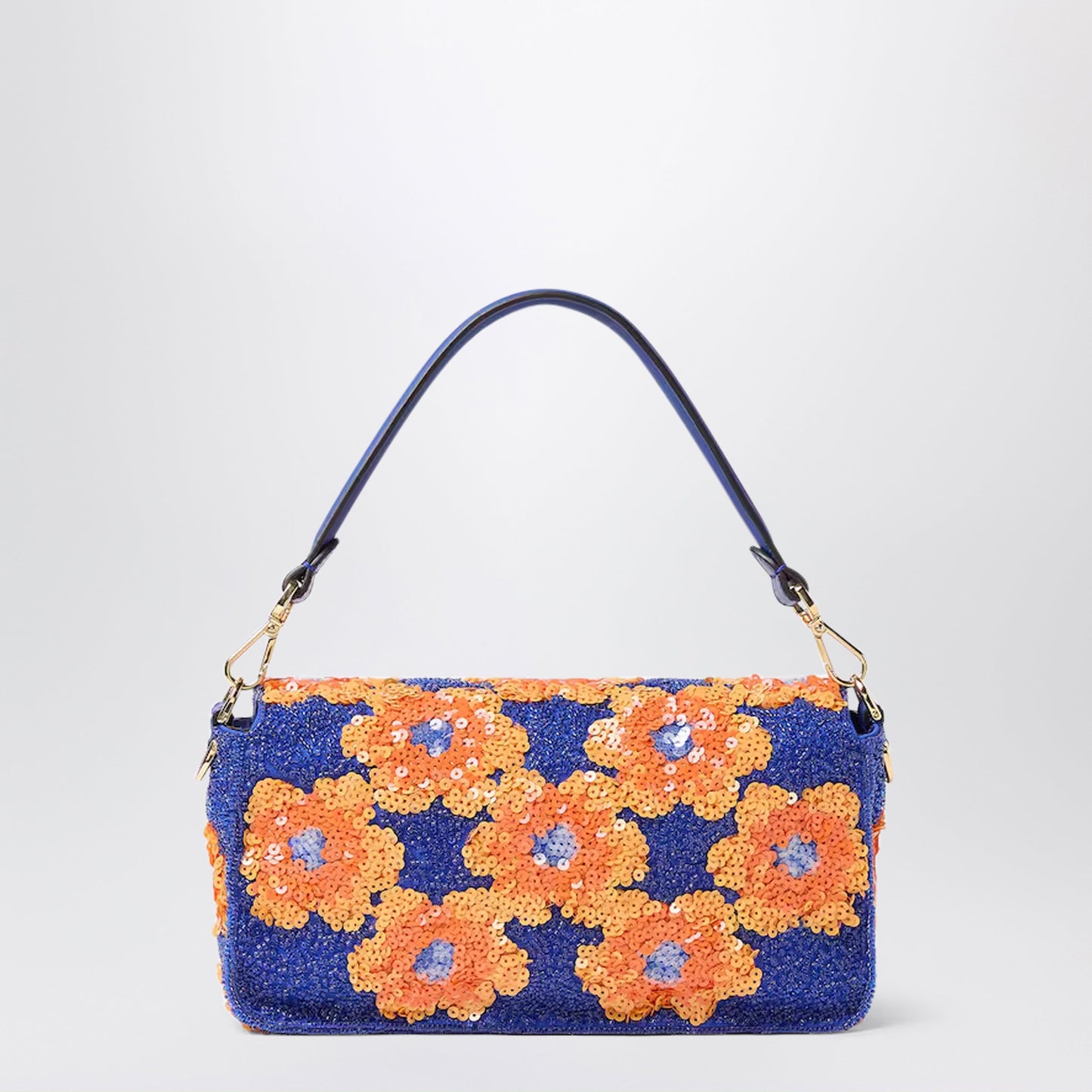 Fendi Baguette Bag With Floral Embroidery In Multicoloured Beads And Sequins Women FENDI