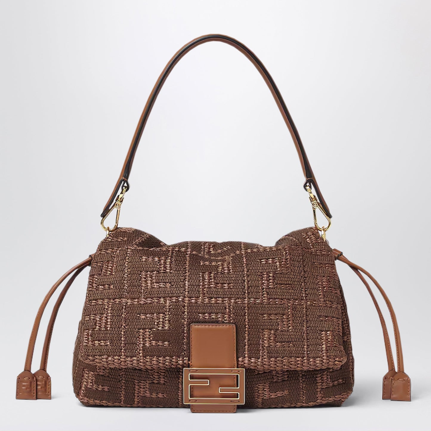 Fendi Medium Baguette Mumsâ€ Bag In Woven Raffia With Ff Sellier Embroidery Women FENDI