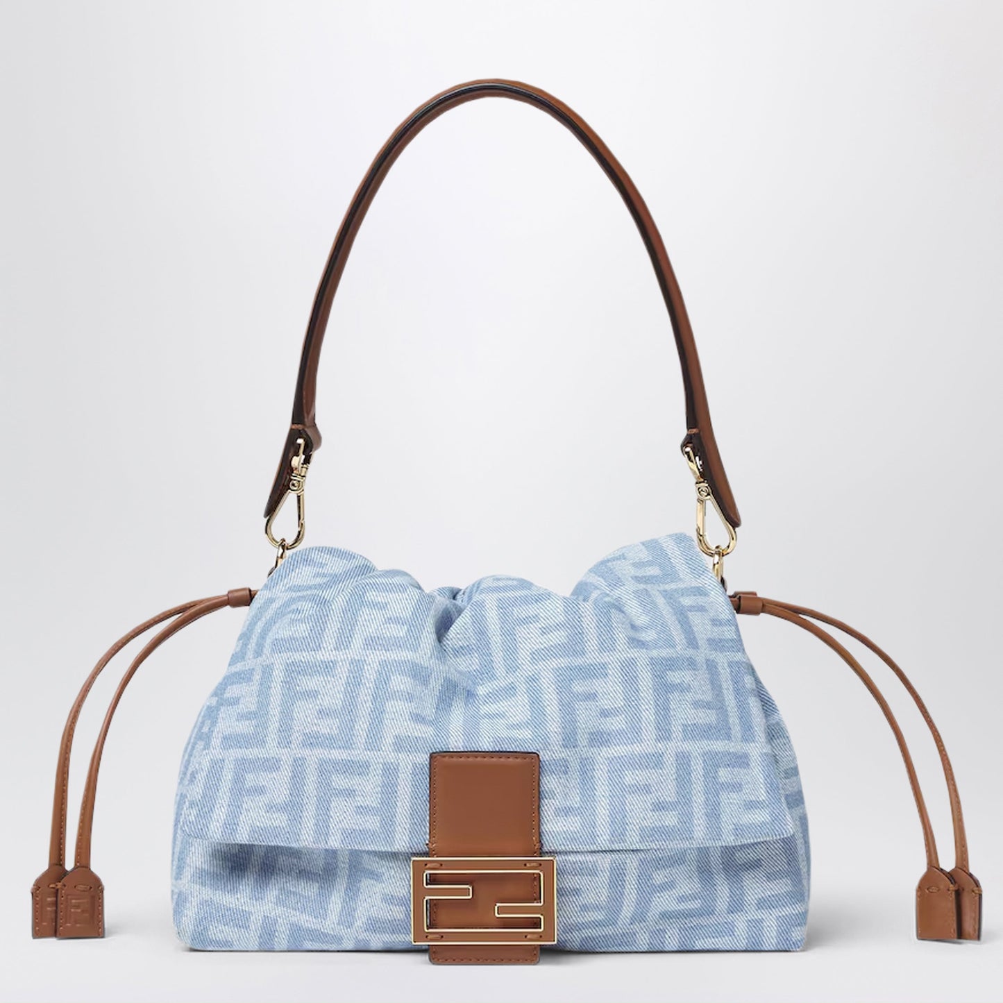 Fendi Medium Baguette Mumsâ€ Bag In Light Blue Ff Denim Women FENDI