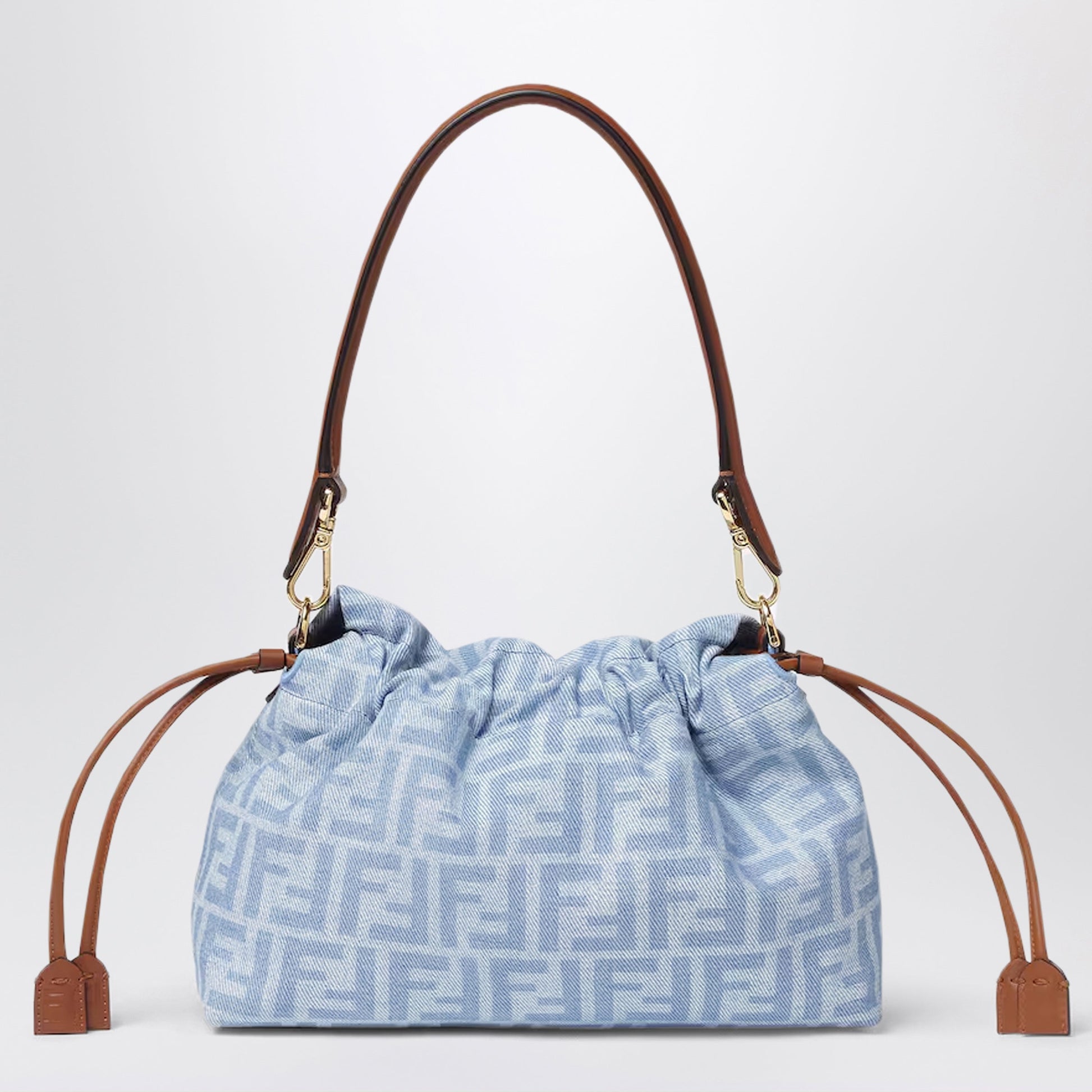 Fendi Medium Baguette Mumsâ€ Bag In Light Blue Ff Denim Women FENDI