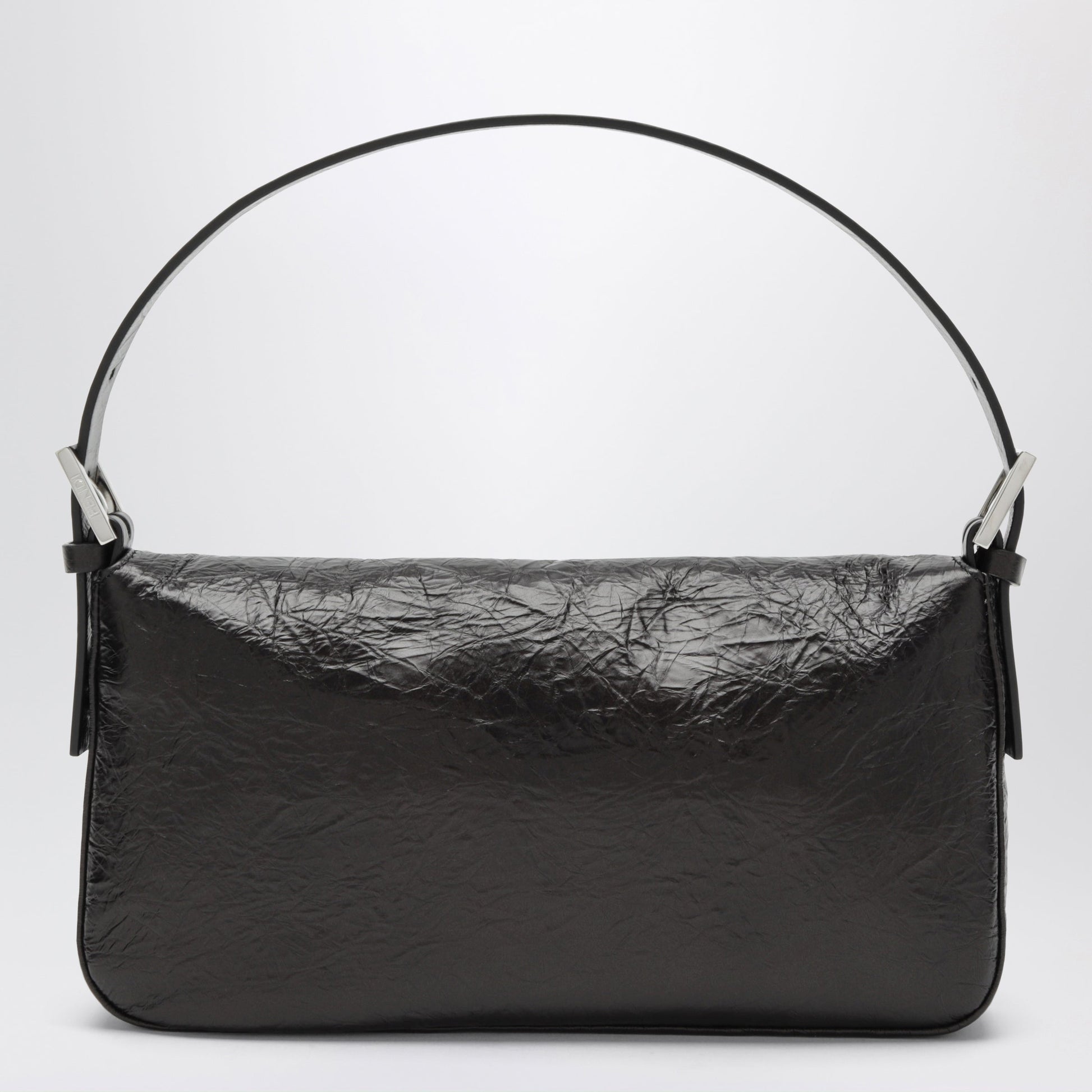Fendi Fendi Baguette In Black Leather Glossy Crinkled Women FENDI