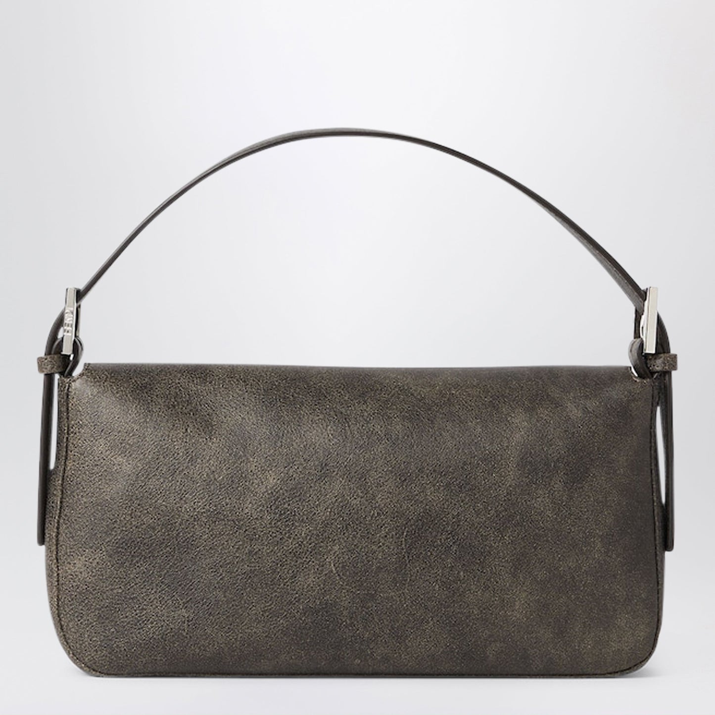 Fendi Baguetteâ® 26424 Black Leather Stencil Print Bag Women FENDI